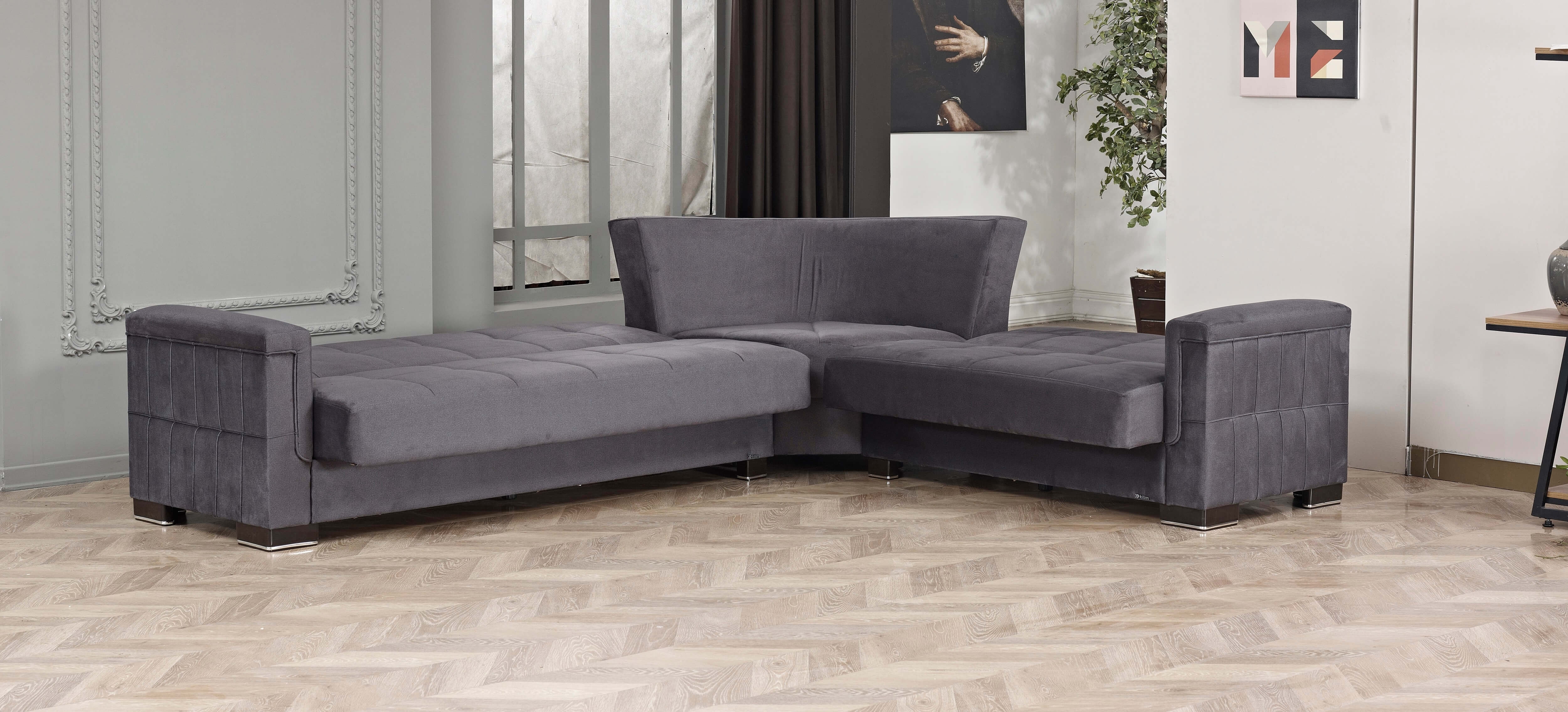 Armada Pro Fabric/PU Convertible L-Shaped Sectional Sofa