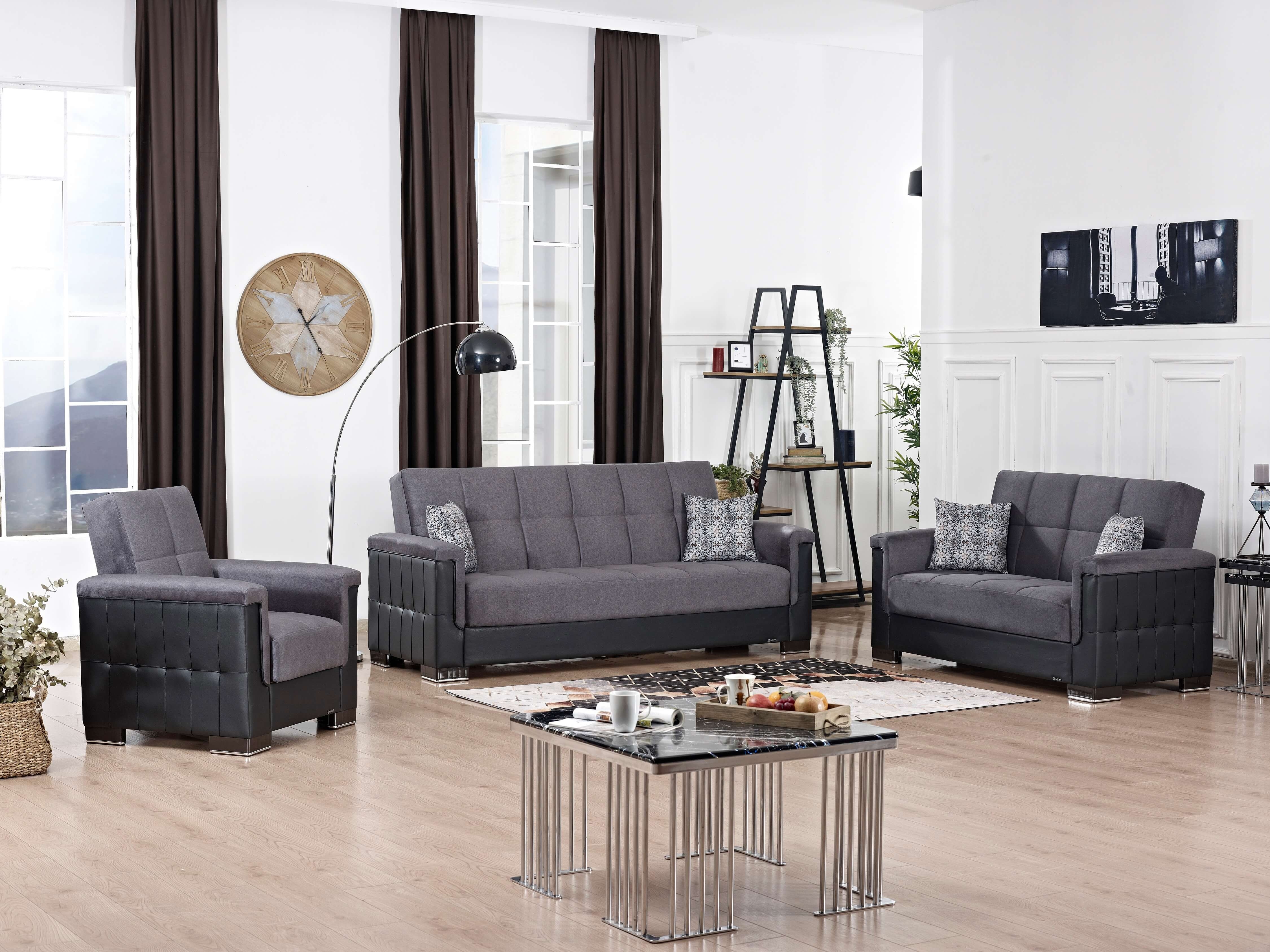 Armada Pro Fabric/PU Convertible Living Room Set