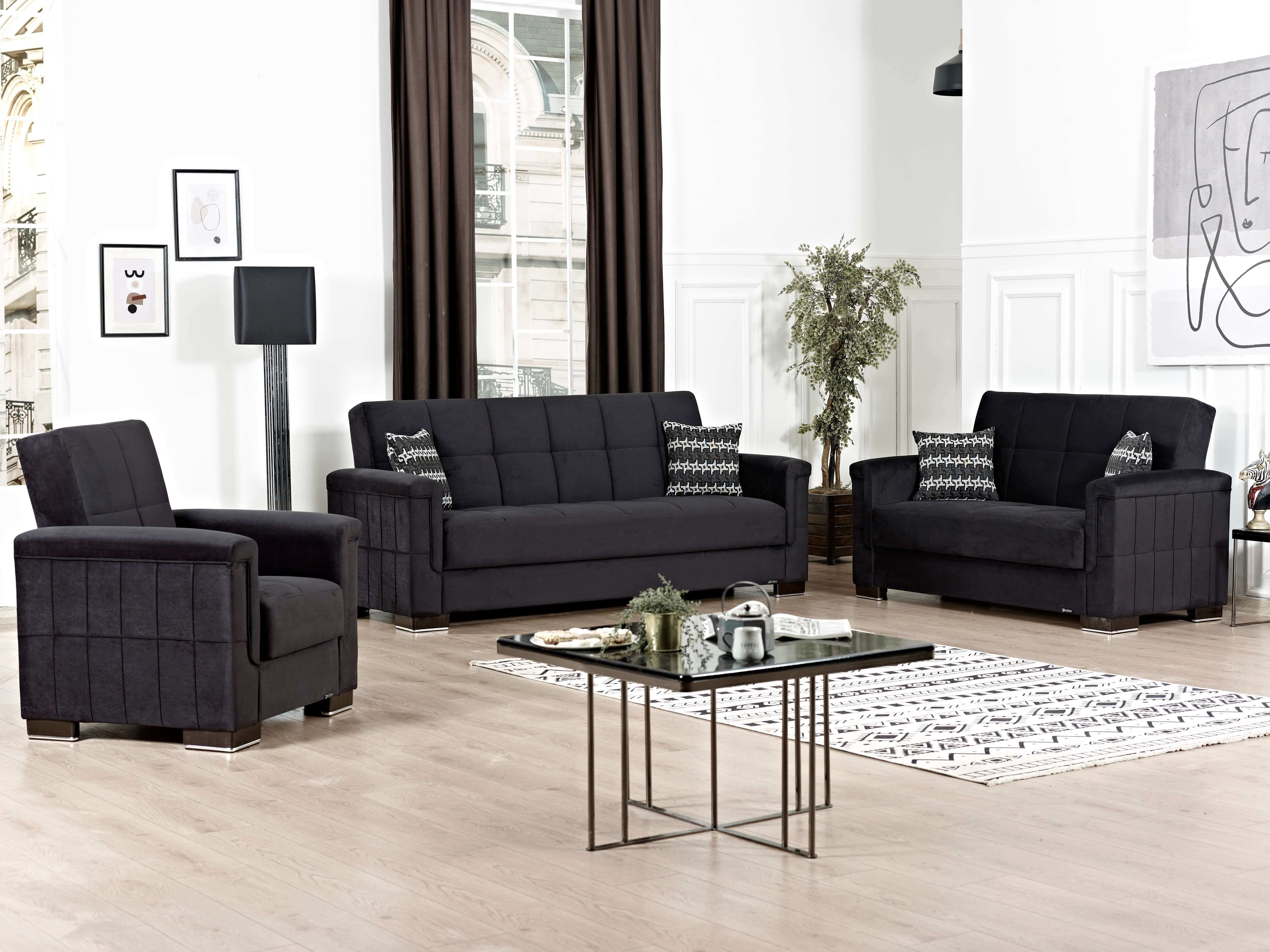 Armada Pro Fabric/PU Convertible Living Room Set