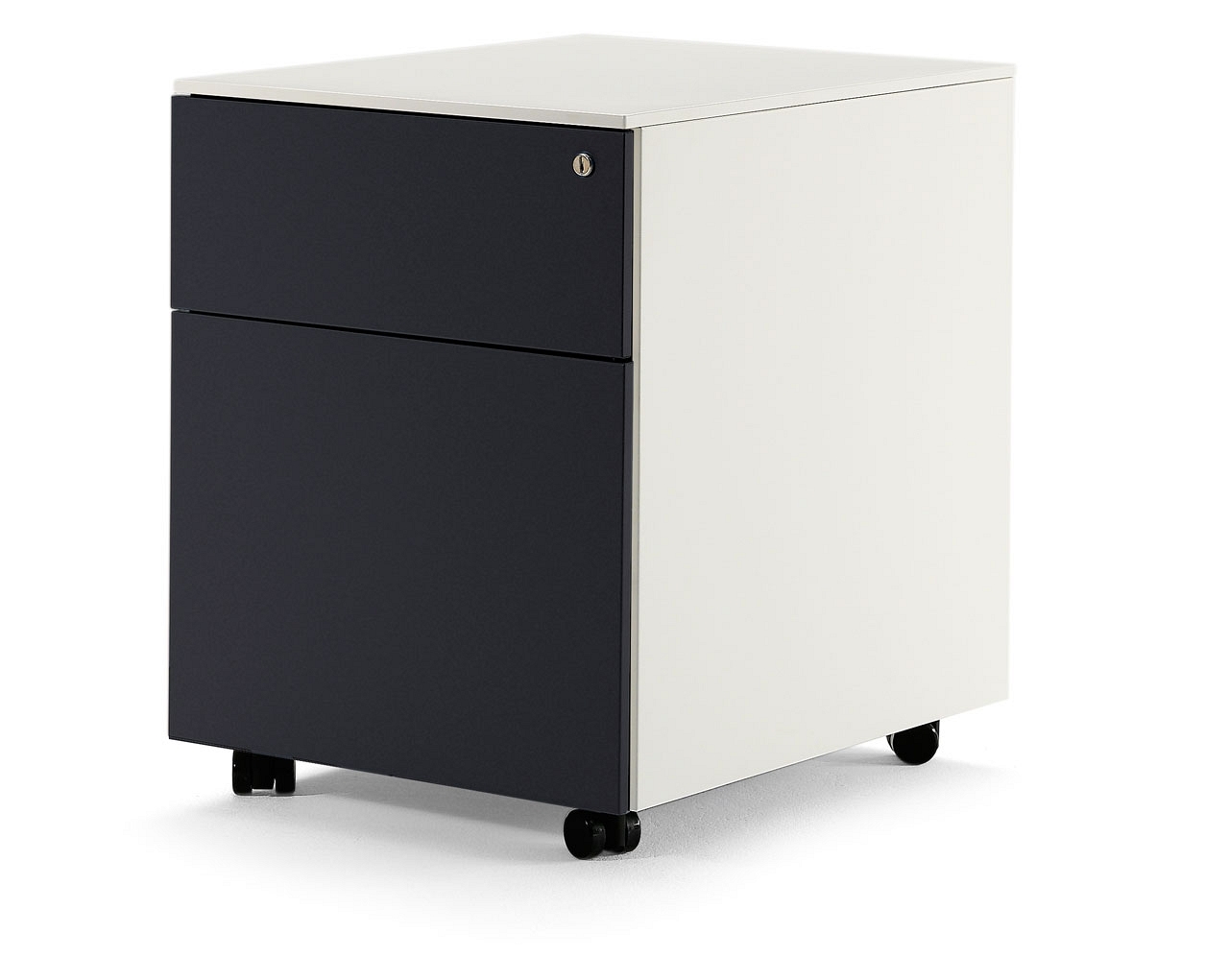 Mobile Pedestal w/1 Standard Drawer, 1 Filing Drawer & Metal Runners w/Wheels