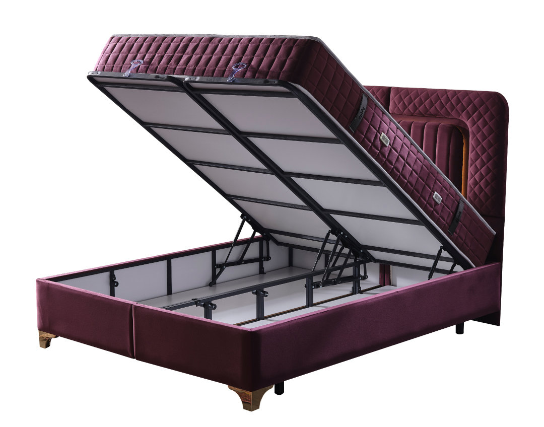Ares Upholstered Panel Storage Bed, Queen Size