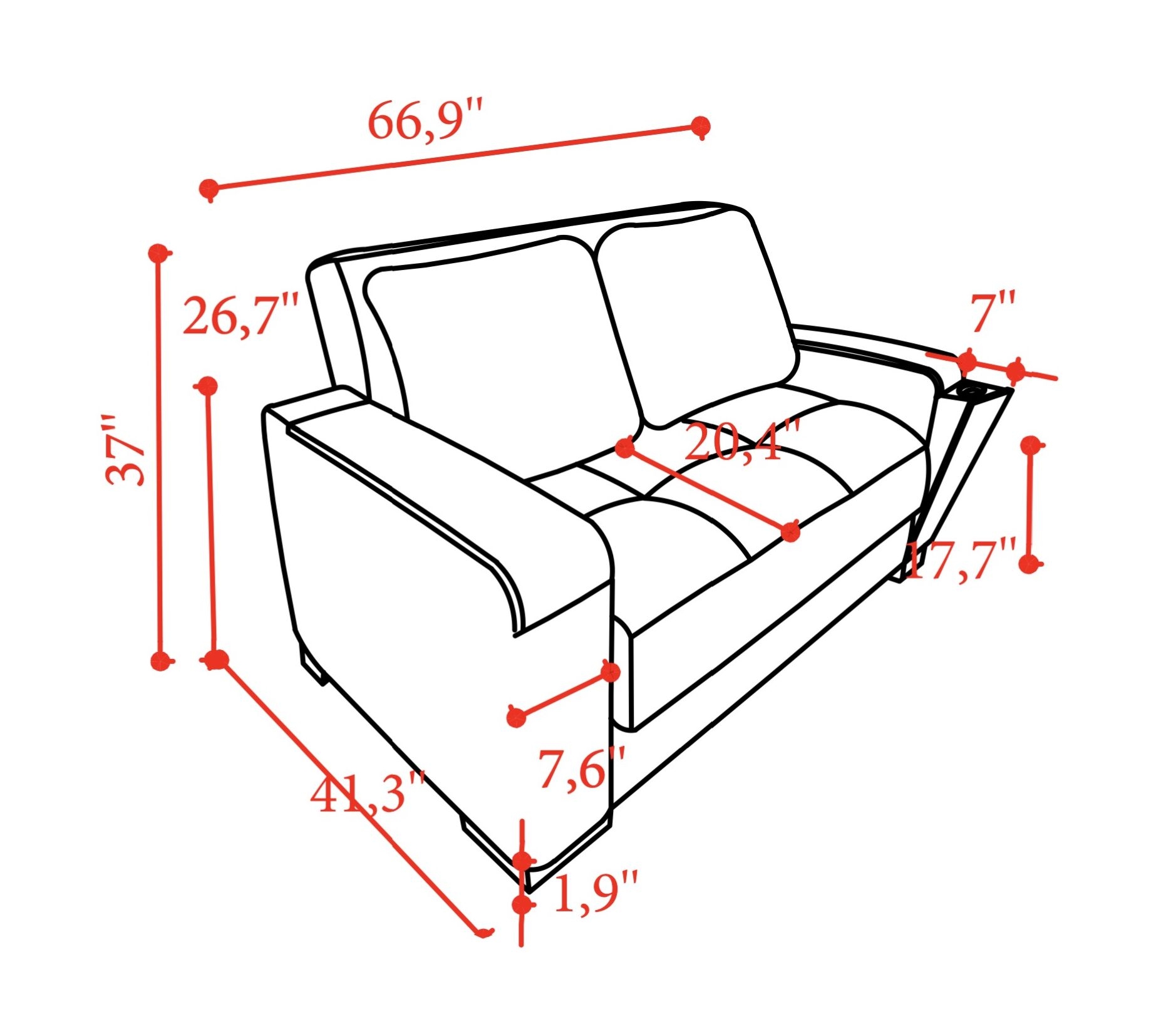 SM Ariana Fabric Sleeper Loveseat with Storage