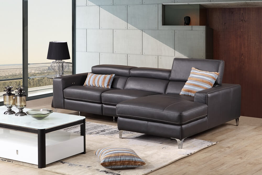 Ariana Premium Leather Sectional, Right Arm Chaise by J&M Furniture