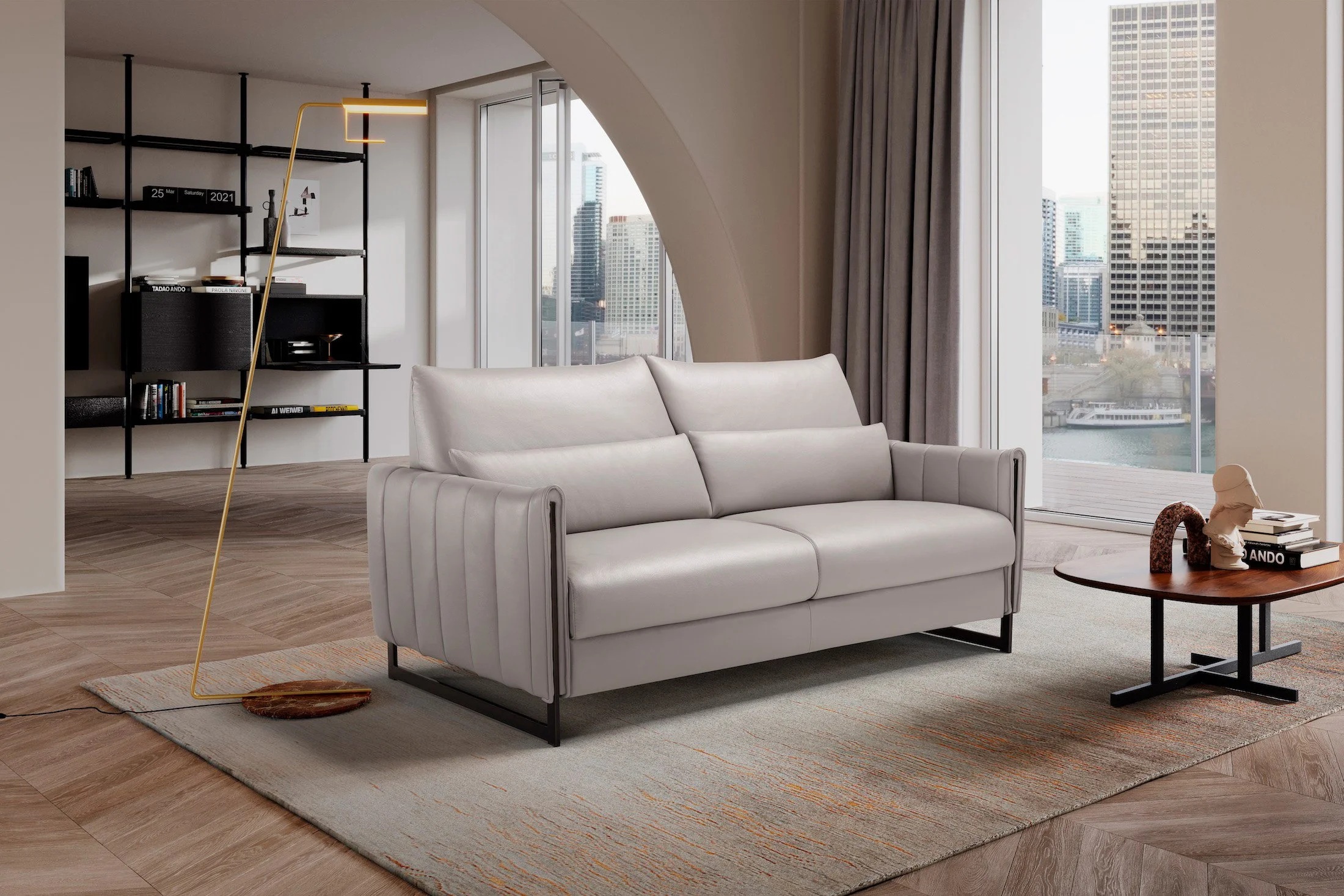 Ariel Leather Convertible Sofabed Customizable