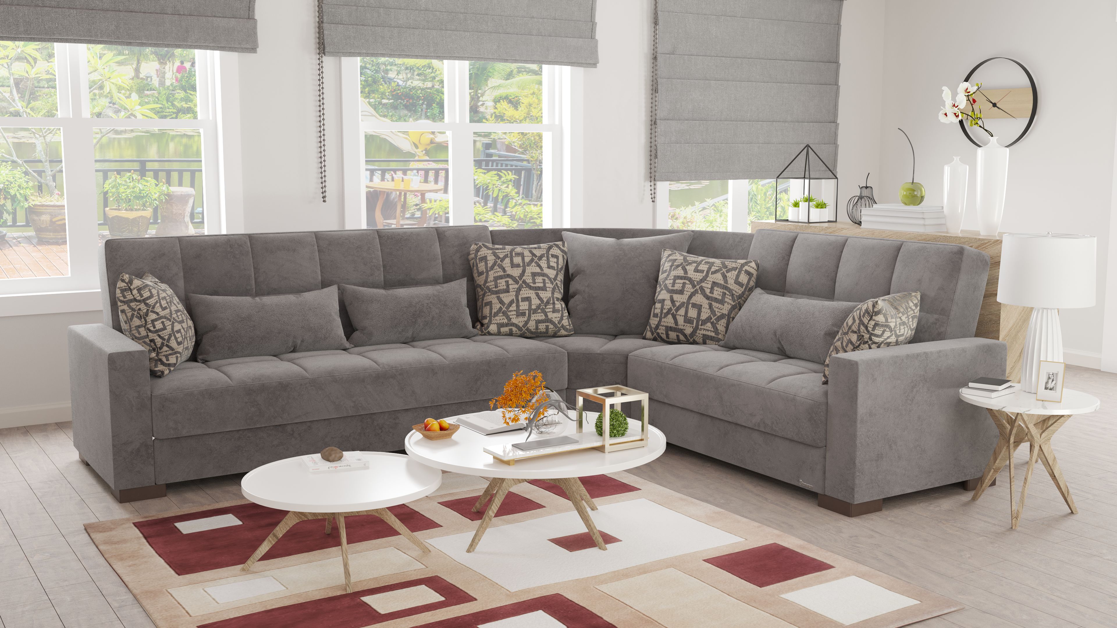 Armada Microfiber Fabric Convertible Sectional Sofa