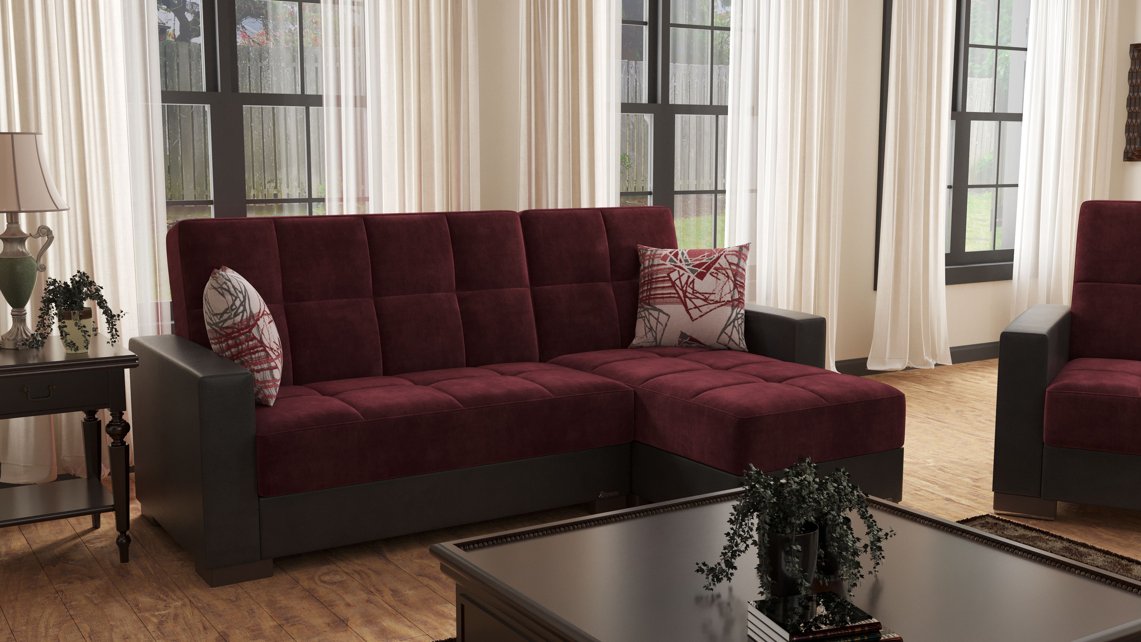 Armada Microfiber/PU Convertible L-Shaped Sectional Sofa