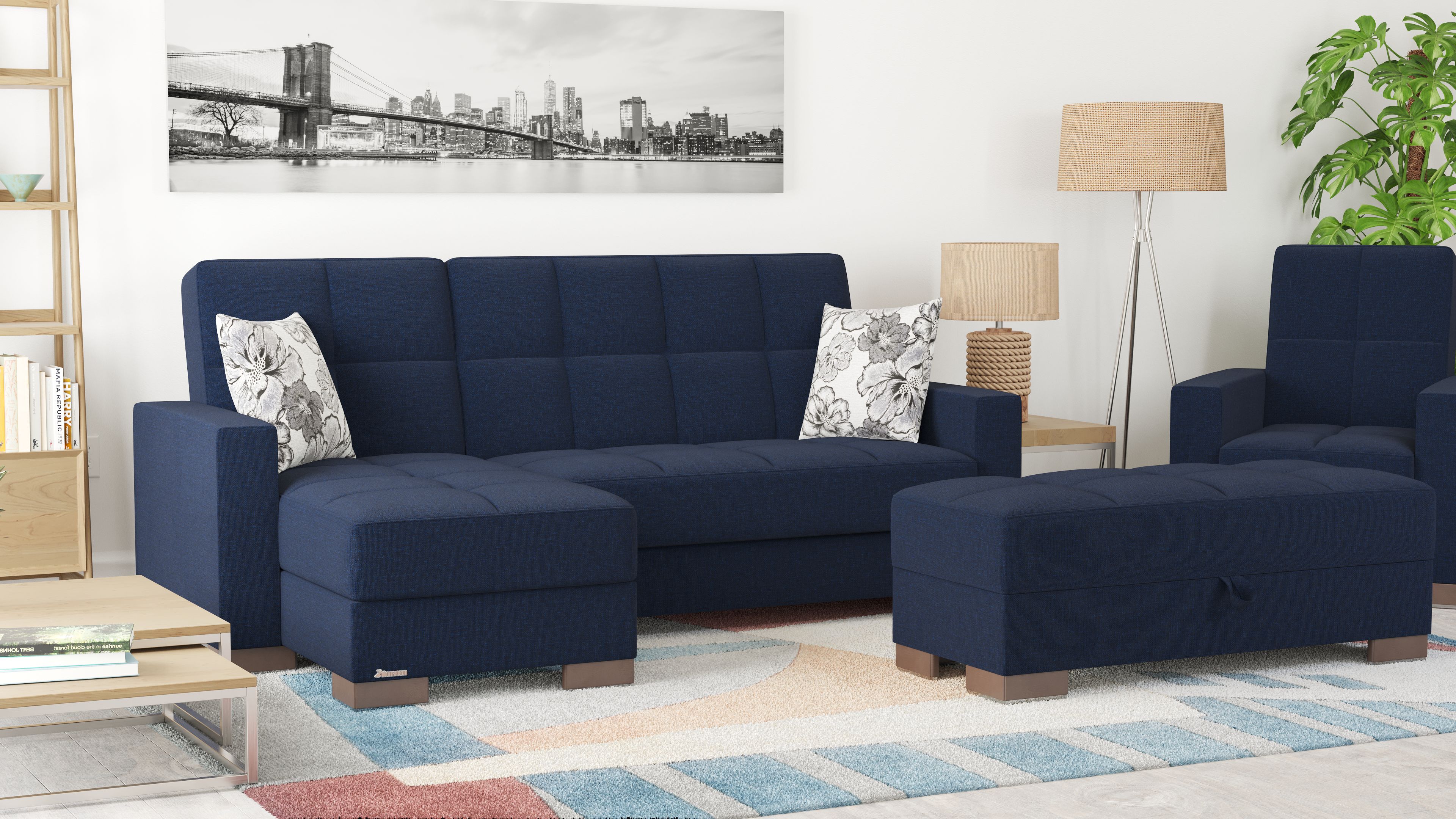 Armada Fabric Convertible L-Shaped Sectional Sofa