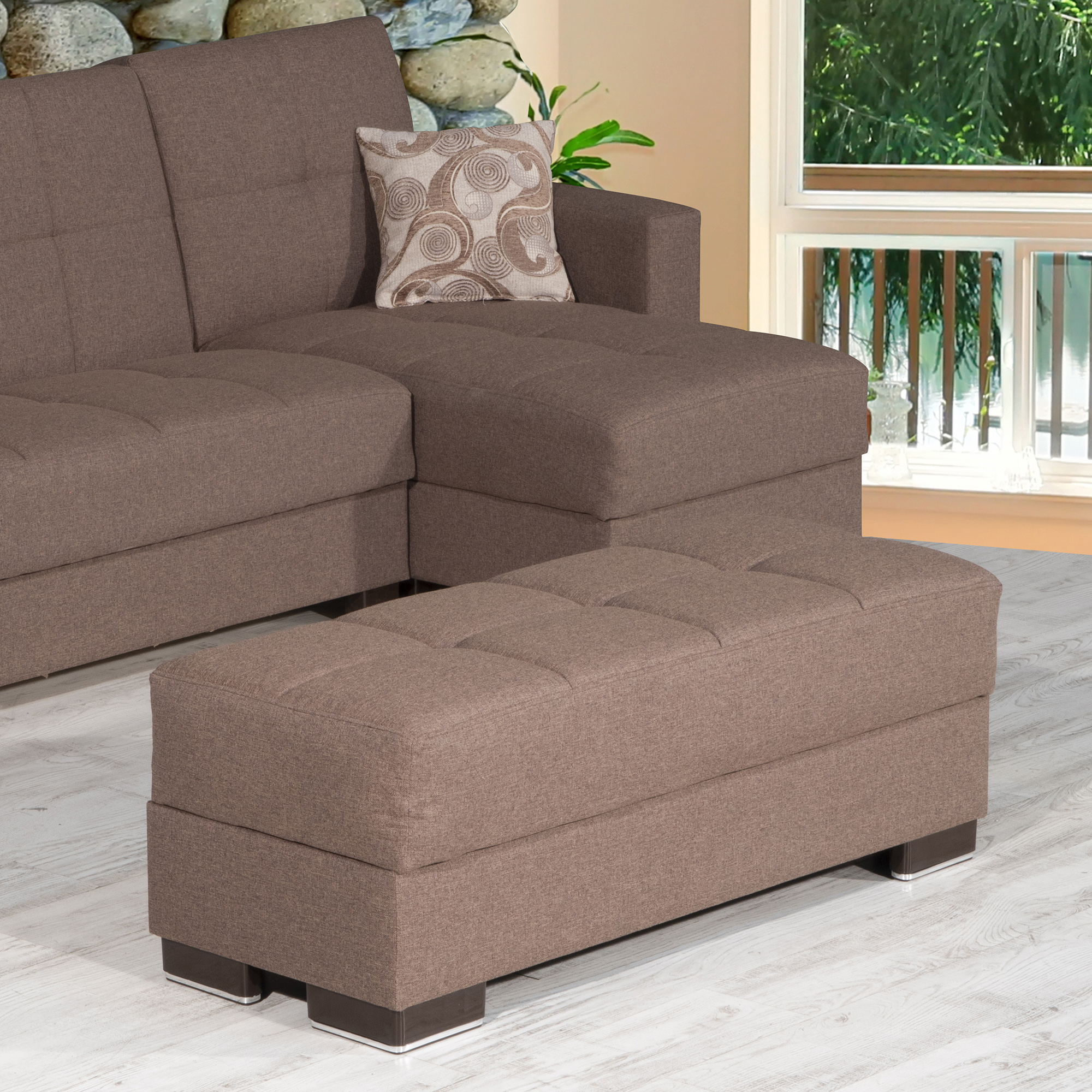 Armada Chenille Fabric Lounge Storage Ottoman
