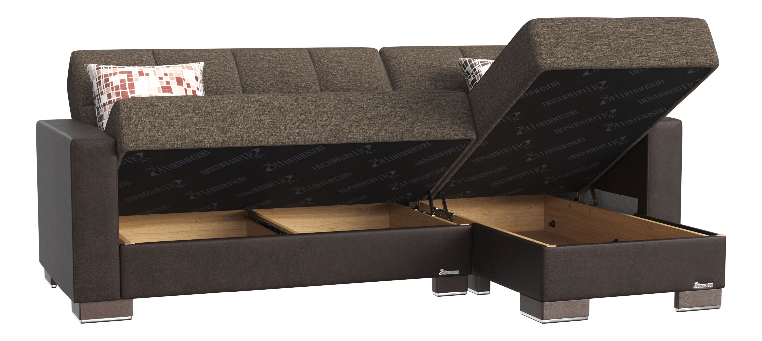 Armada Fabric/PU Convertible L-Shaped Sectional Sofa