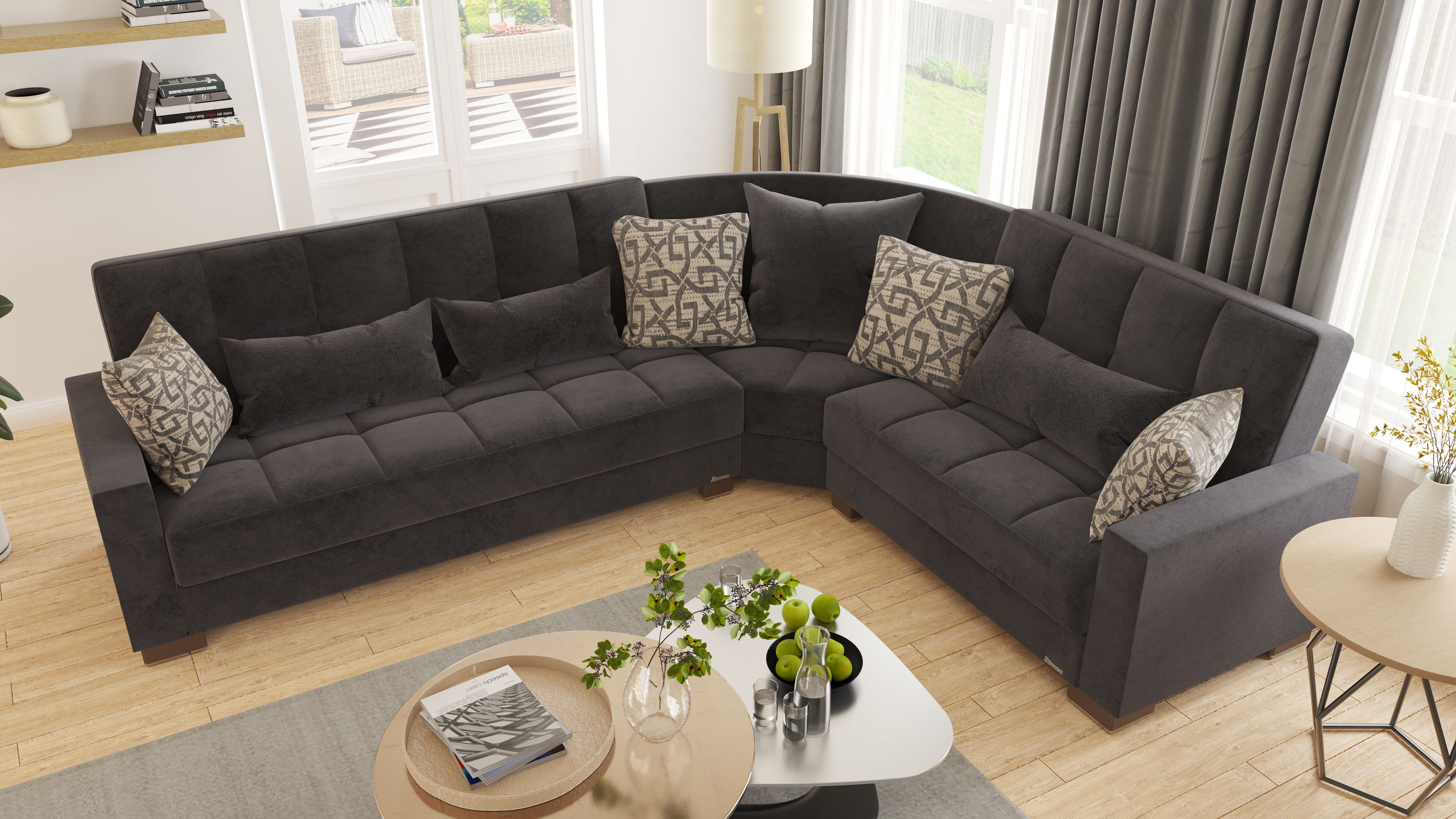 Armada Fabric Convertible Sectional Sofa