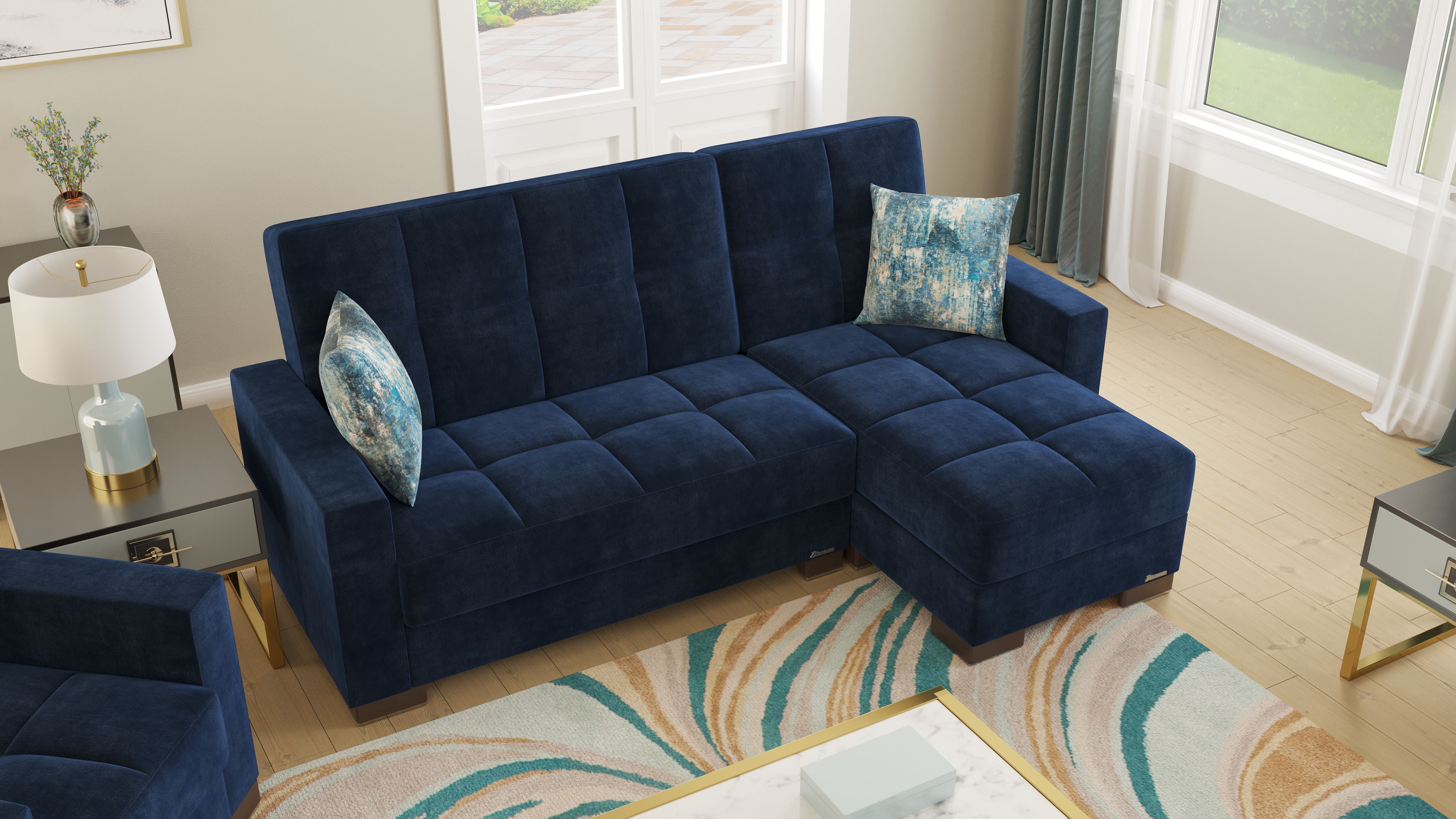Armada Fabric Convertible L-Shaped Sectional Sofa