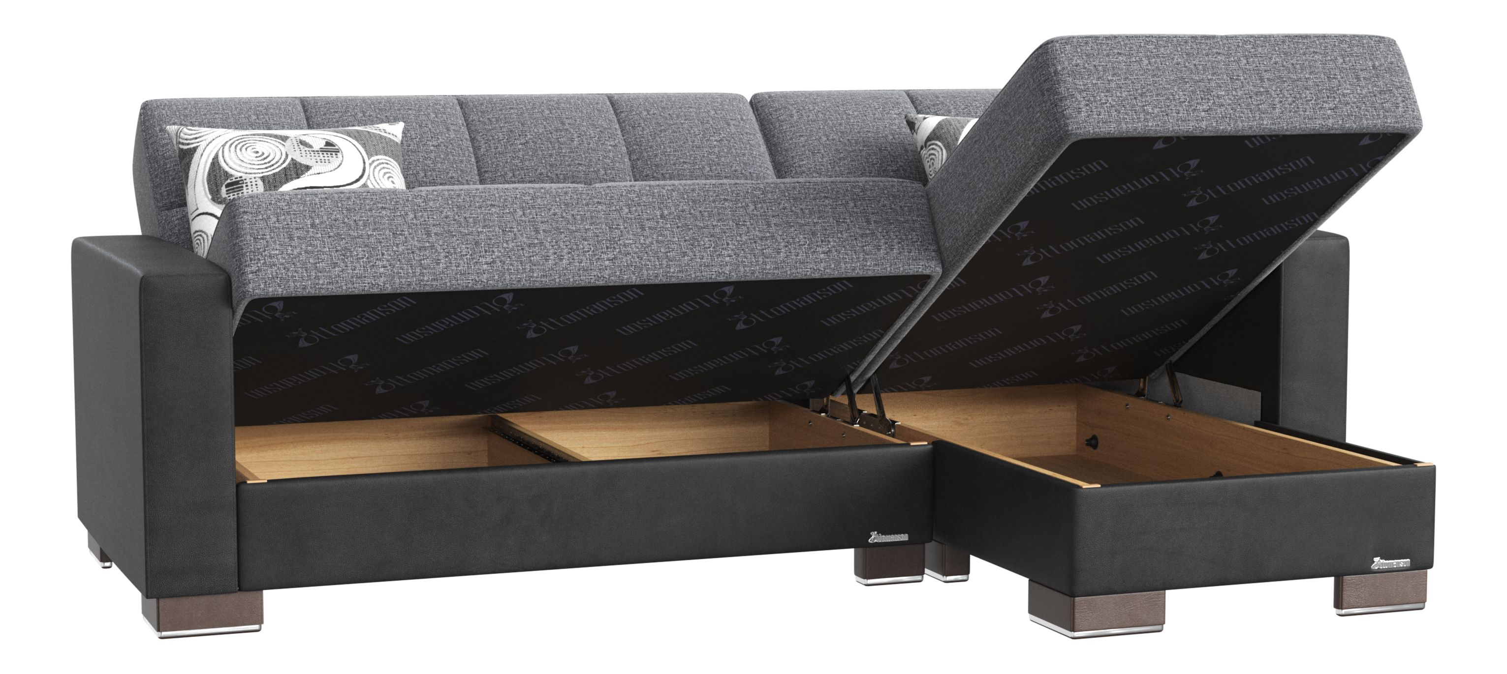 Armada Fabric/PU Convertible L-Shaped Sectional Sofa