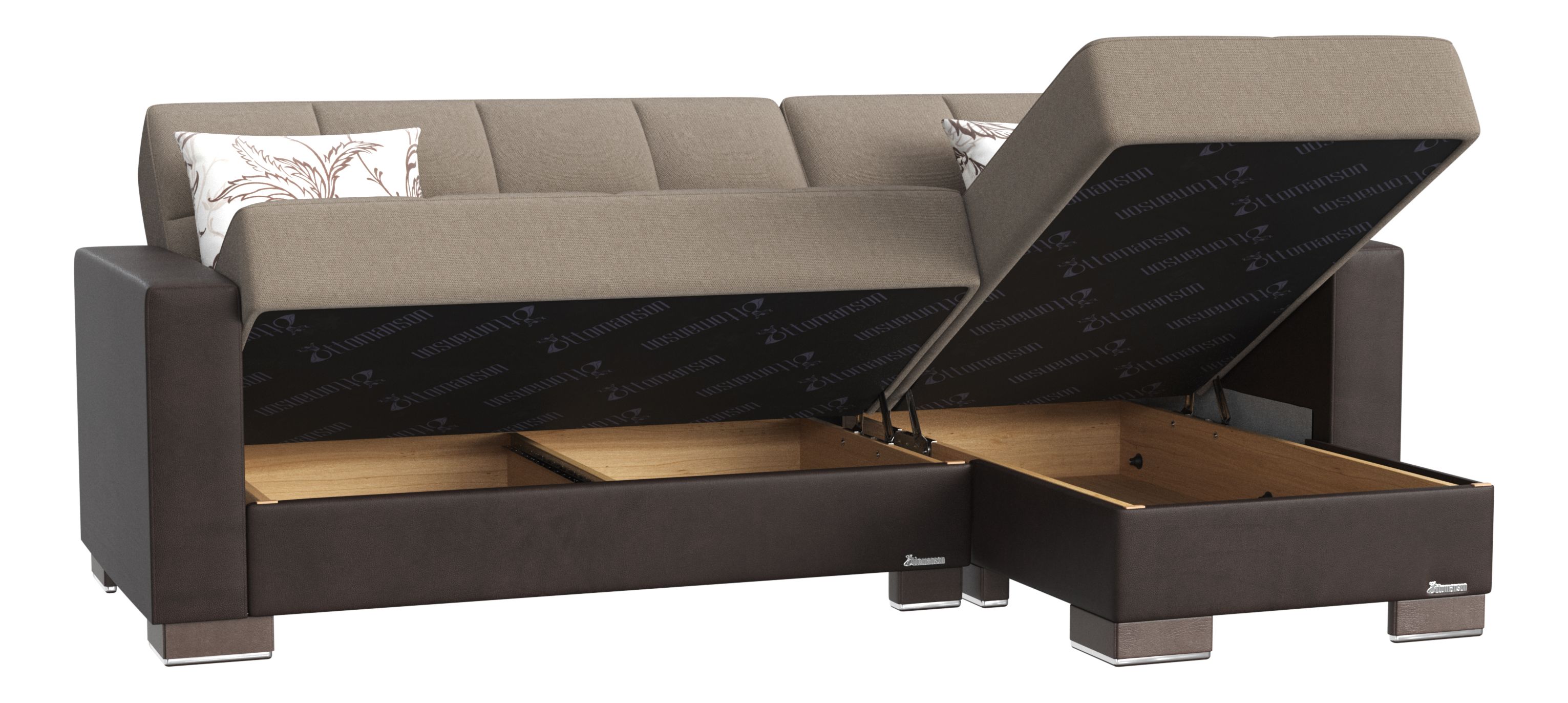 Armada Fabric/PU Convertible L-Shaped Sectional Sofa