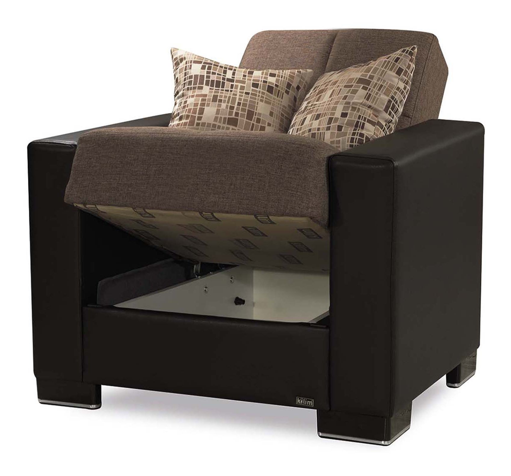 Armada Chenille Fabric/PU Convertible Sleeper Chair