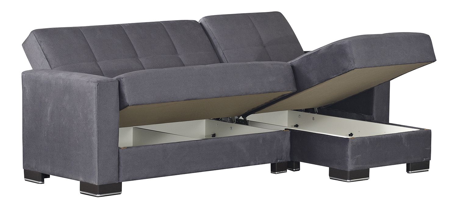 Armada Fabric/PU Convertible L-Shaped Sectional Sofa