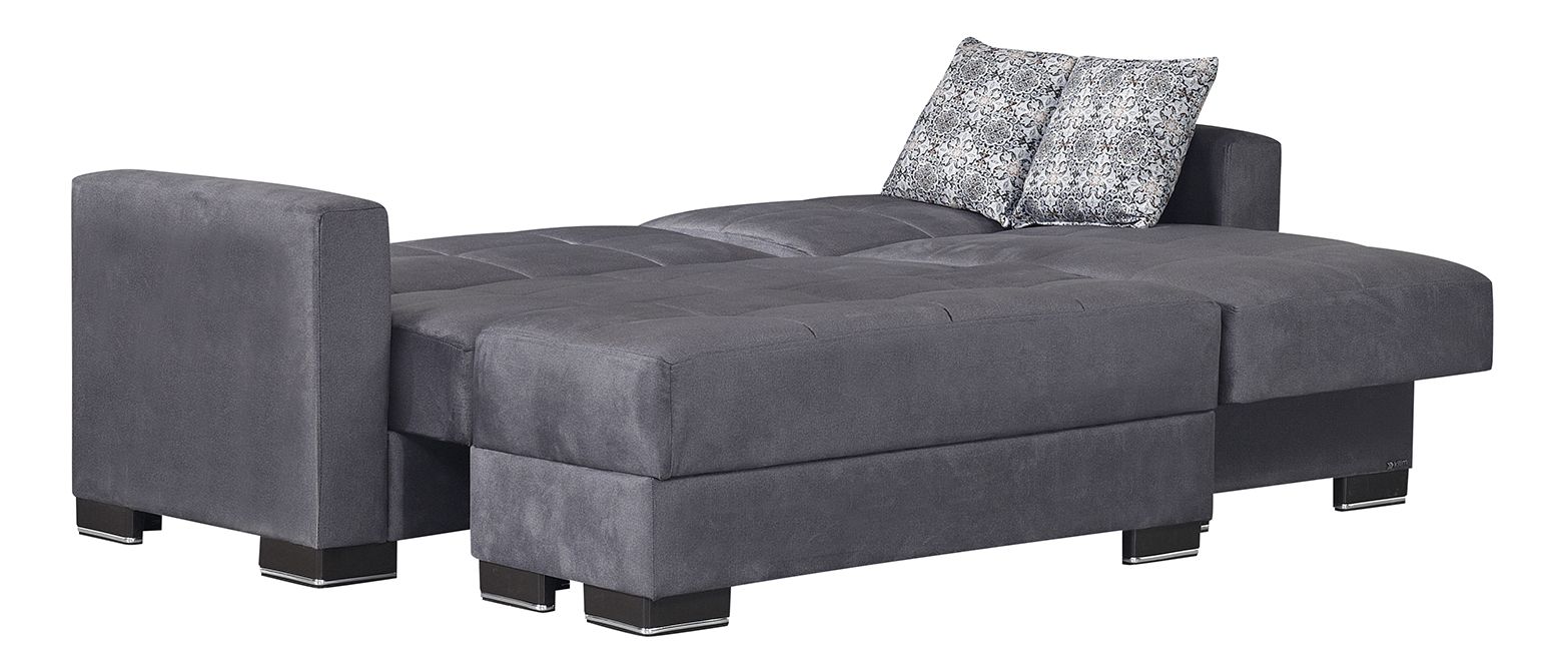 Armada Fabric/PU Convertible L-Shaped Sectional Sofa