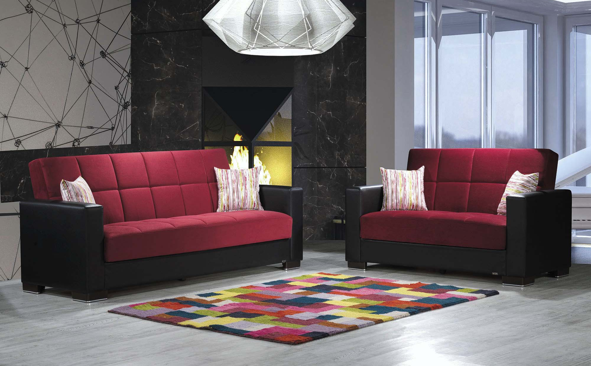 Armada Fabric/PU Convertible Loveseat