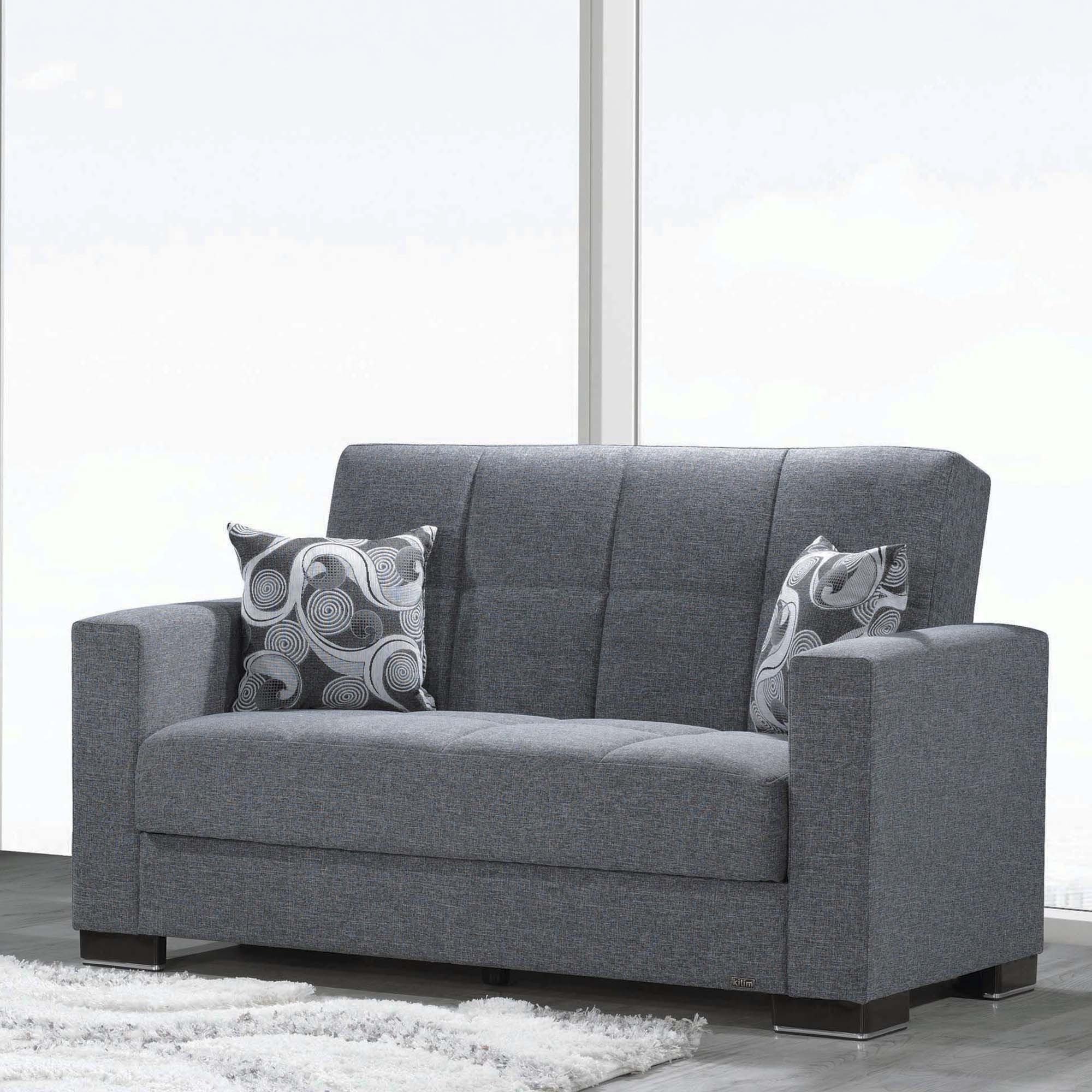 Armada Chenille Fabric Convertible Loveseat
