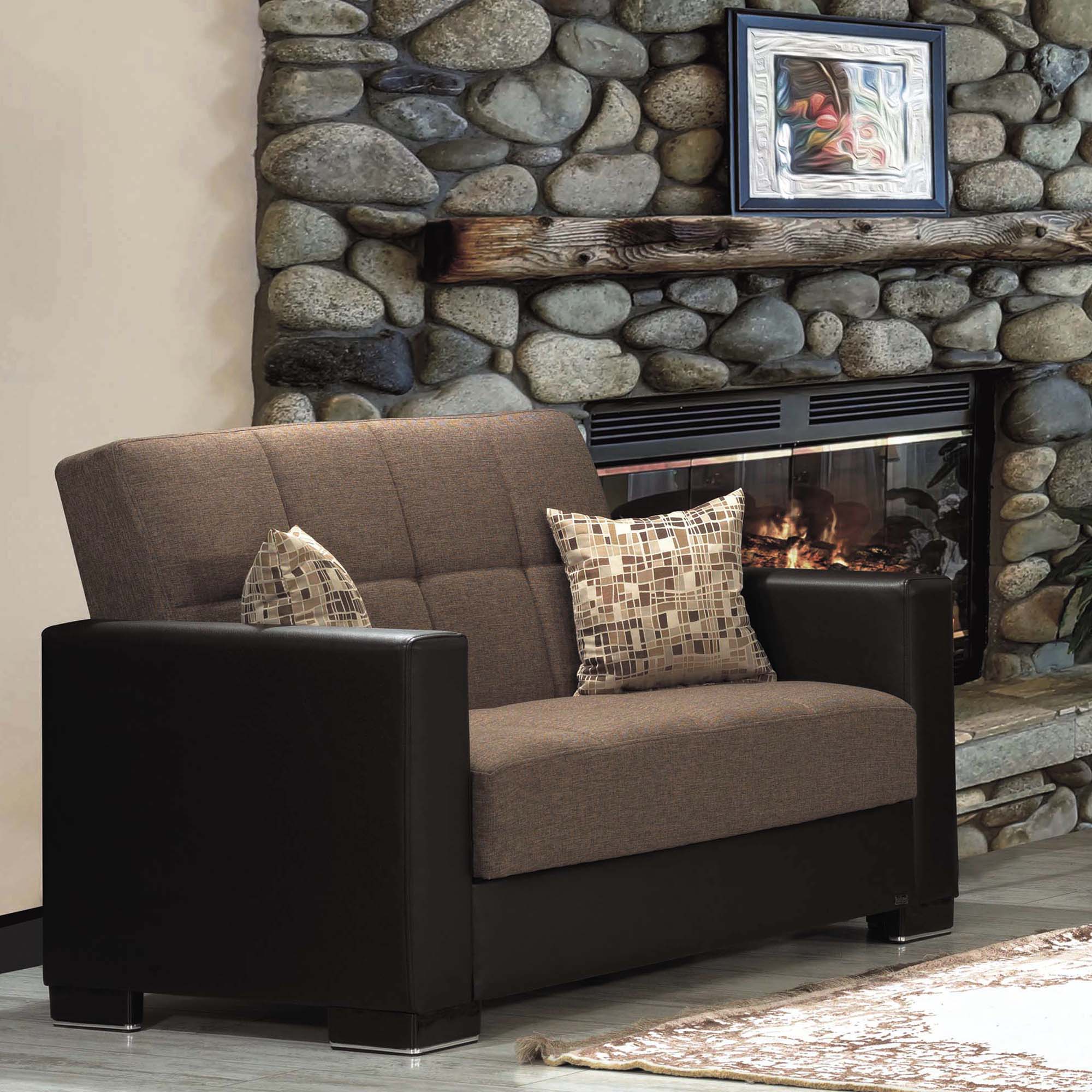 Armada Fabric/PU Convertible Loveseat
