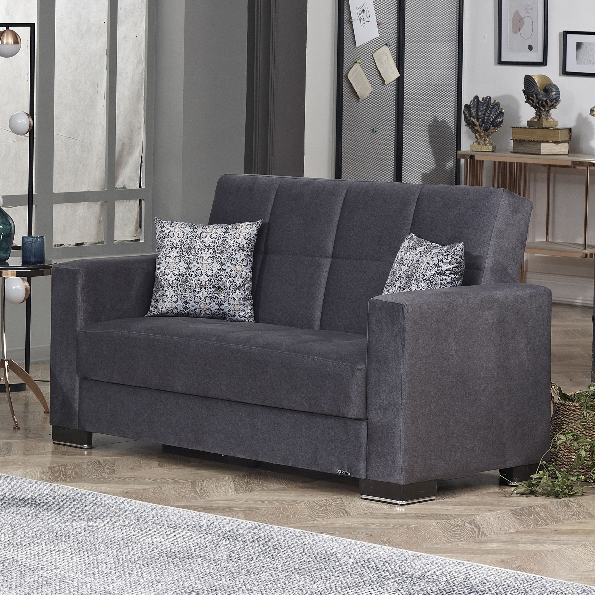 Armada Fabric/PU Convertible Loveseat