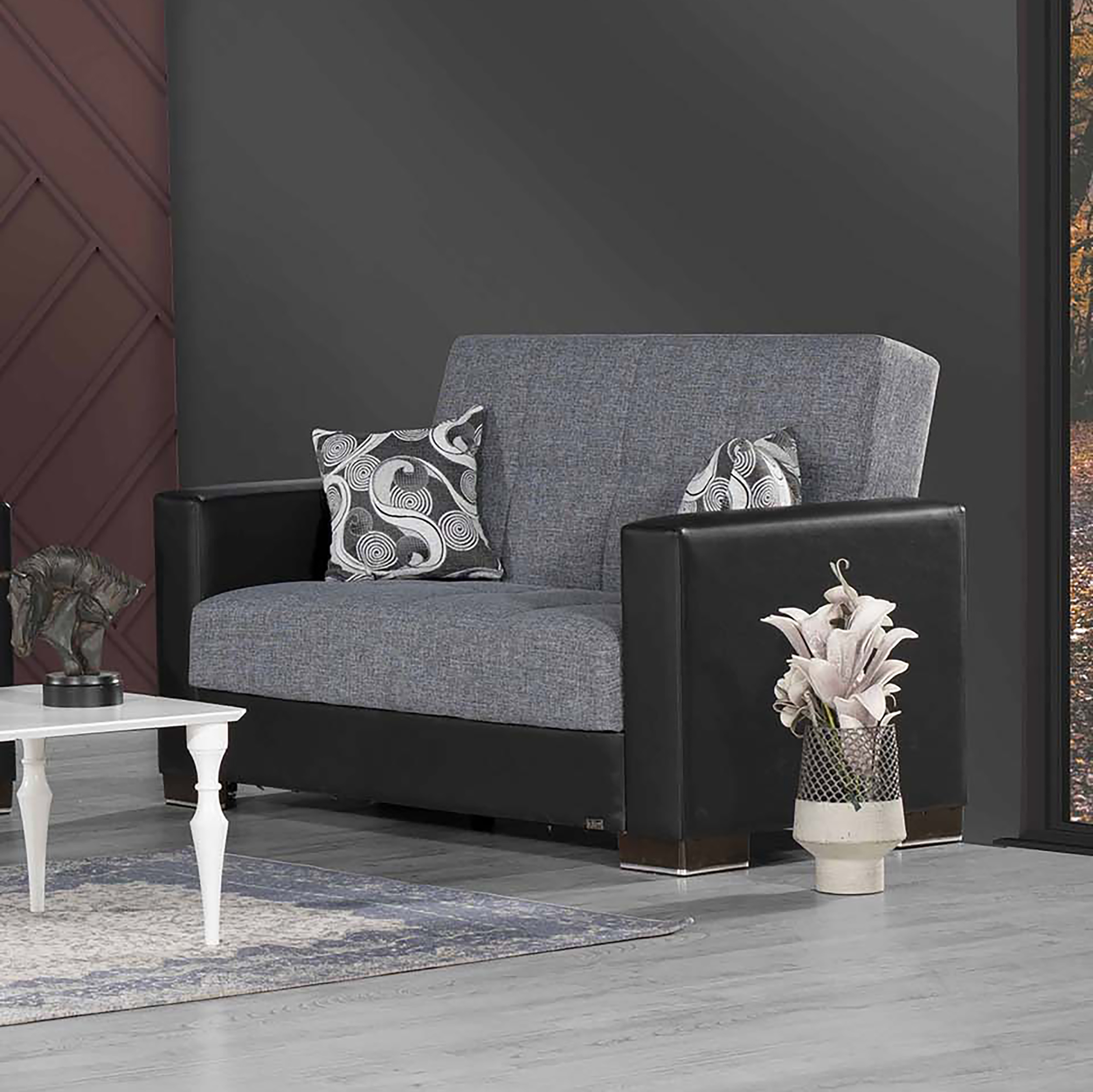Armada Fabric/PU Convertible Loveseat