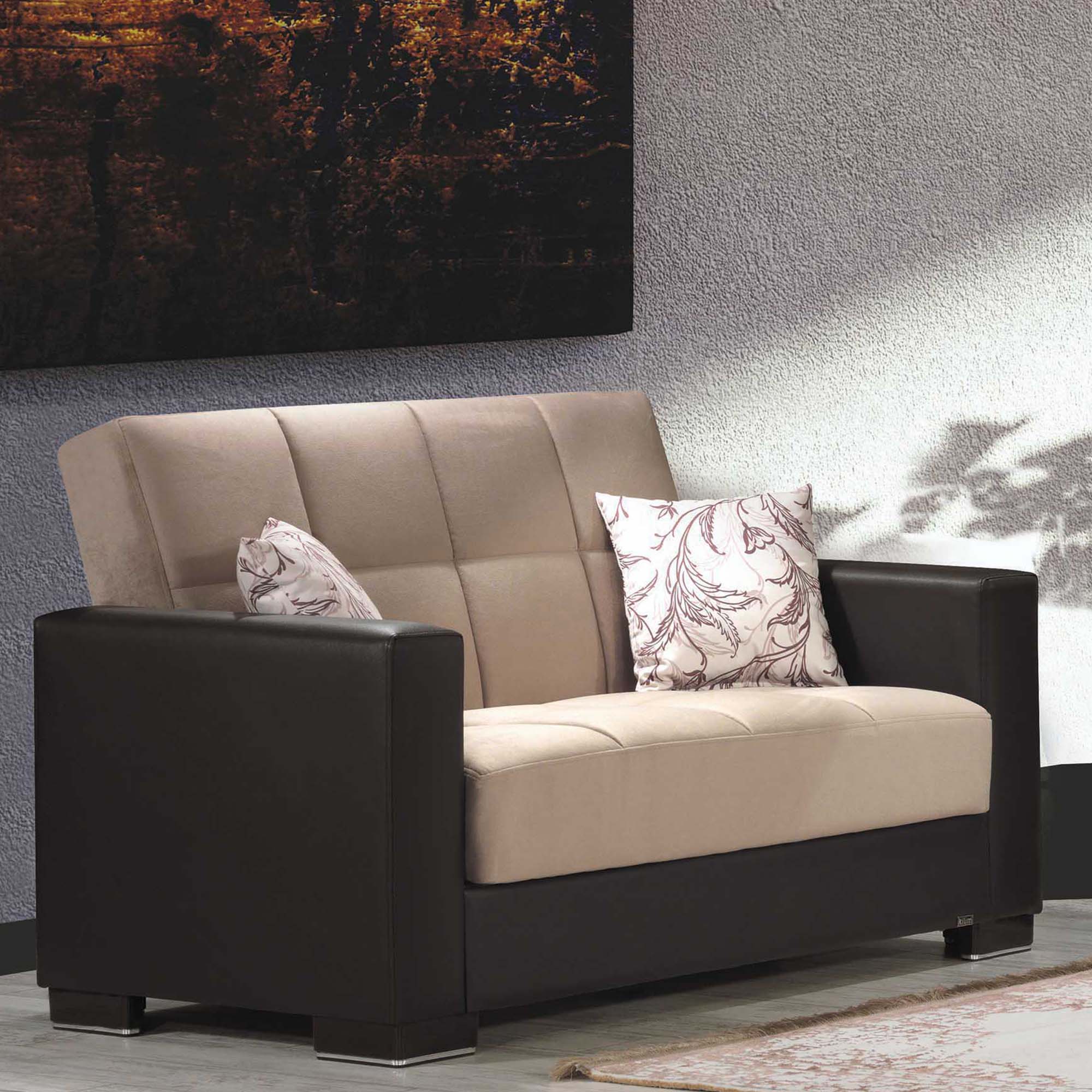 Armada Fabric/PU Convertible Loveseat