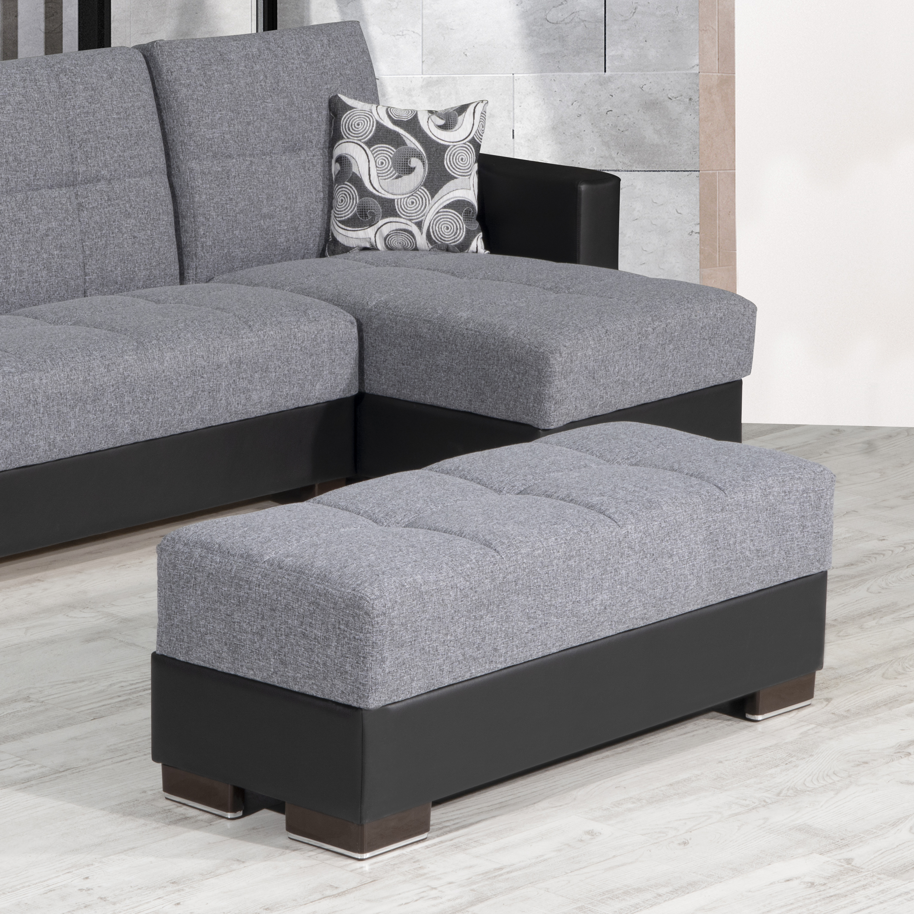 Armada Fabric/PU Lounge Storage Ottoman