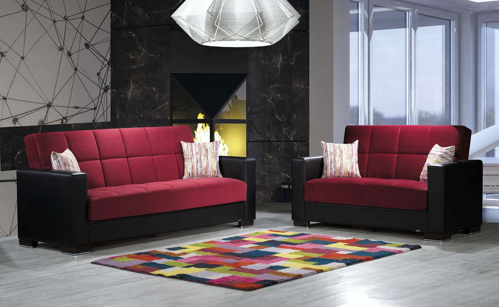Armada Fabric/PU Convertible Sofabed