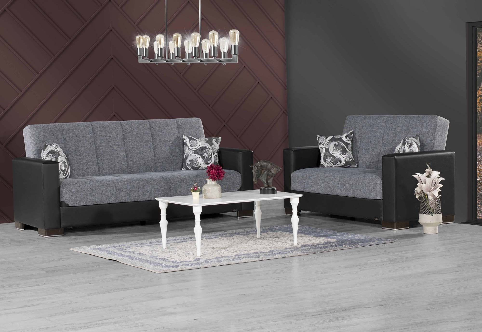 Armada Chenille Fabric/PU Convertible Sofabed