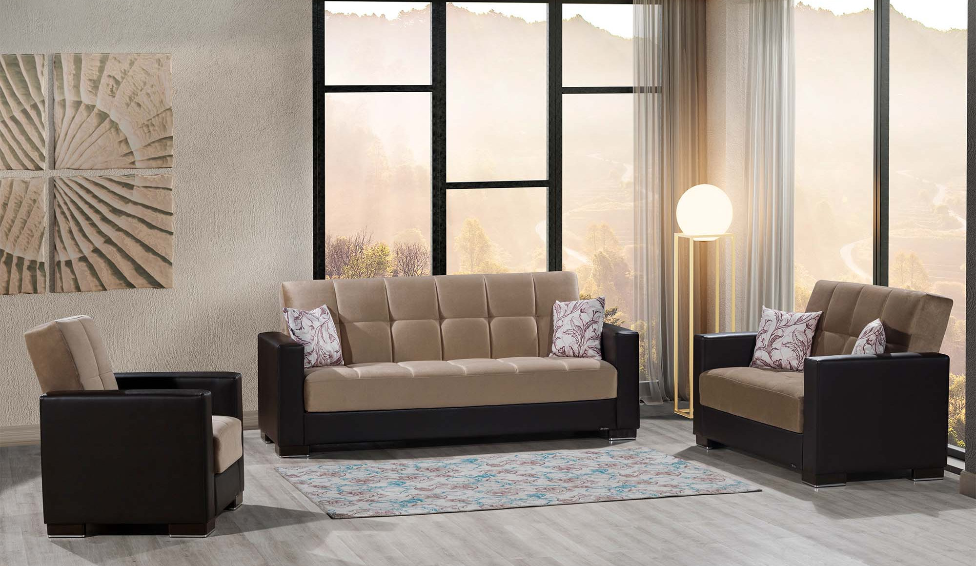 Armada Fabric/PU Convertible Sofabed