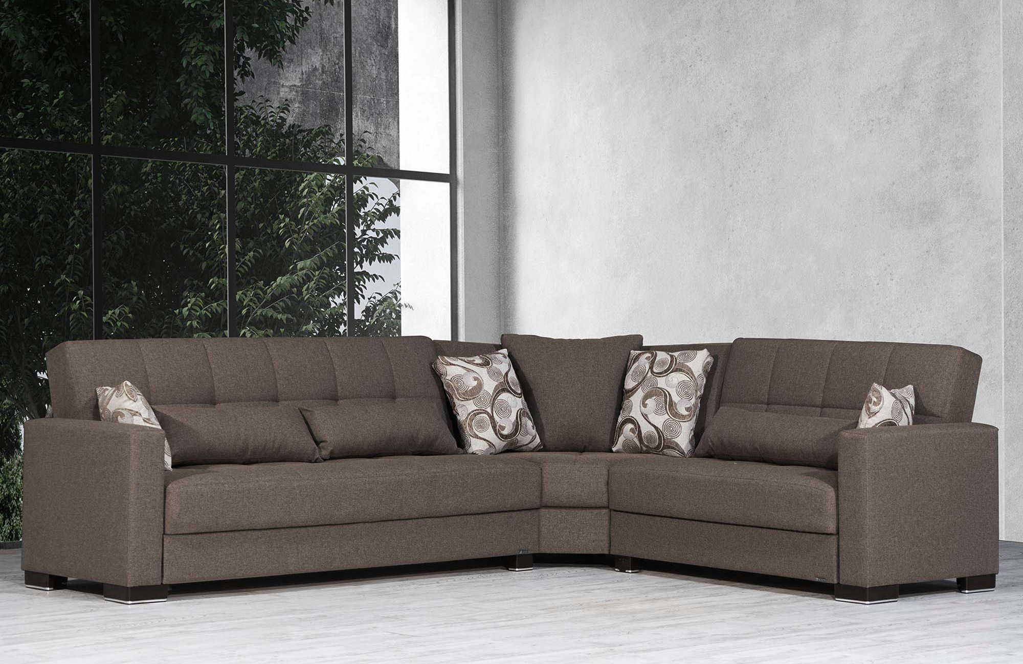 Armada Chenille Fabric Convertible Sectional Sofa