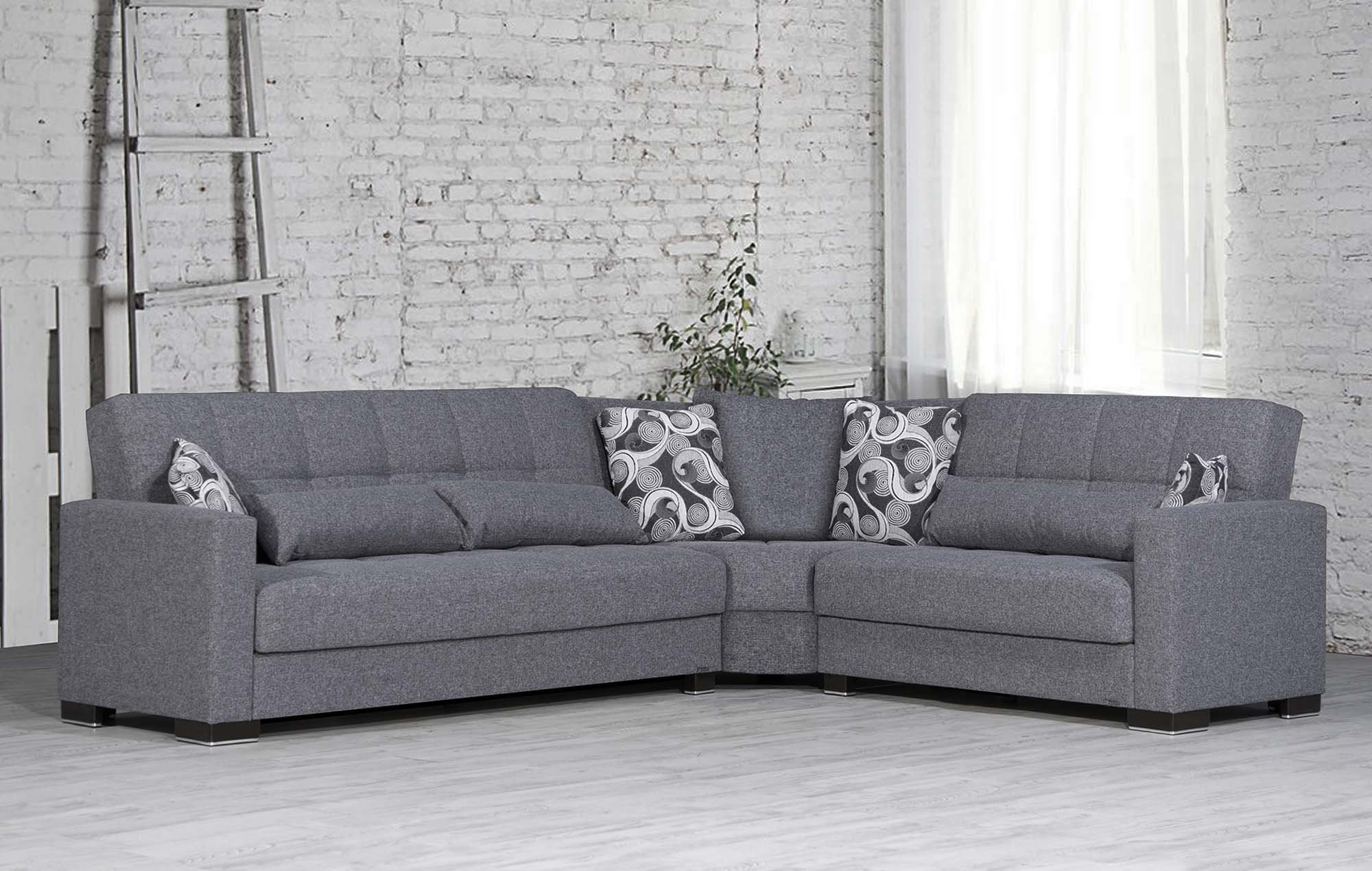 Armada Chenille Fabric Convertible Sectional Sofa
