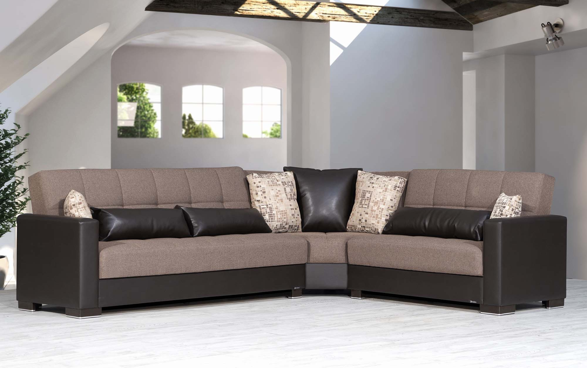 Armada Fabric/PU Convertible Sectional Sofa