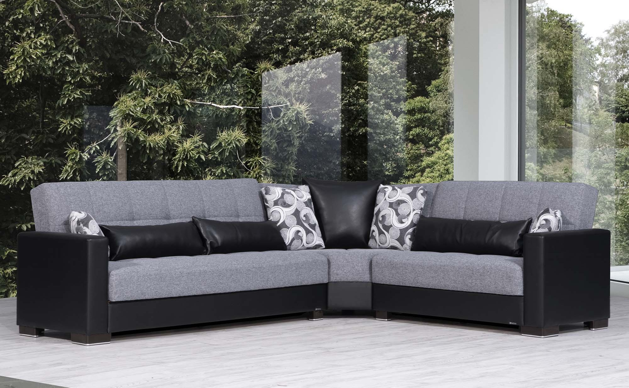 Armada Chenille Fabric/PU Convertible Sectional Sofa