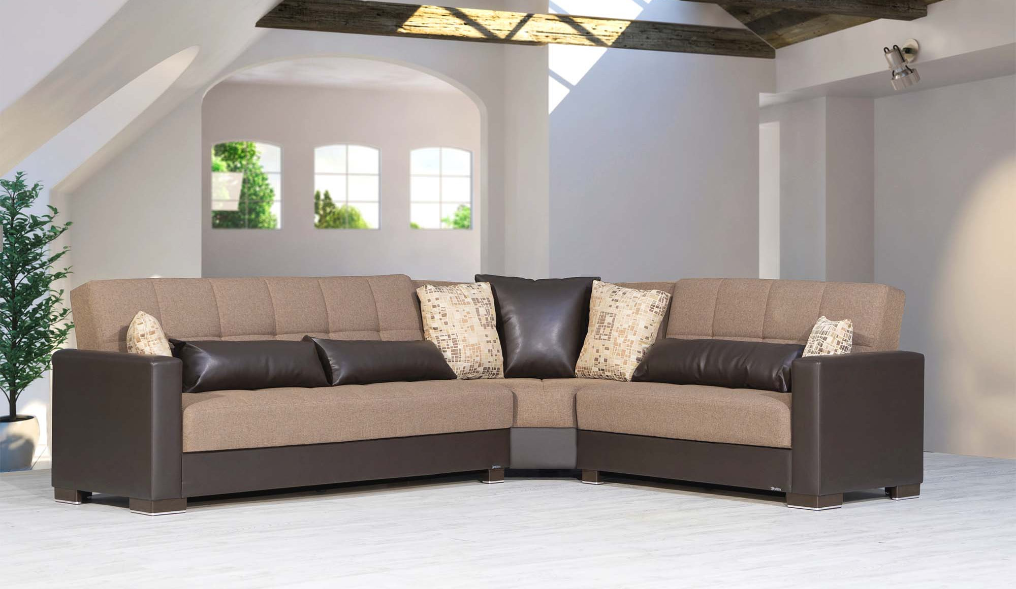 Armada Fabric/PU Convertible Sectional Sofa