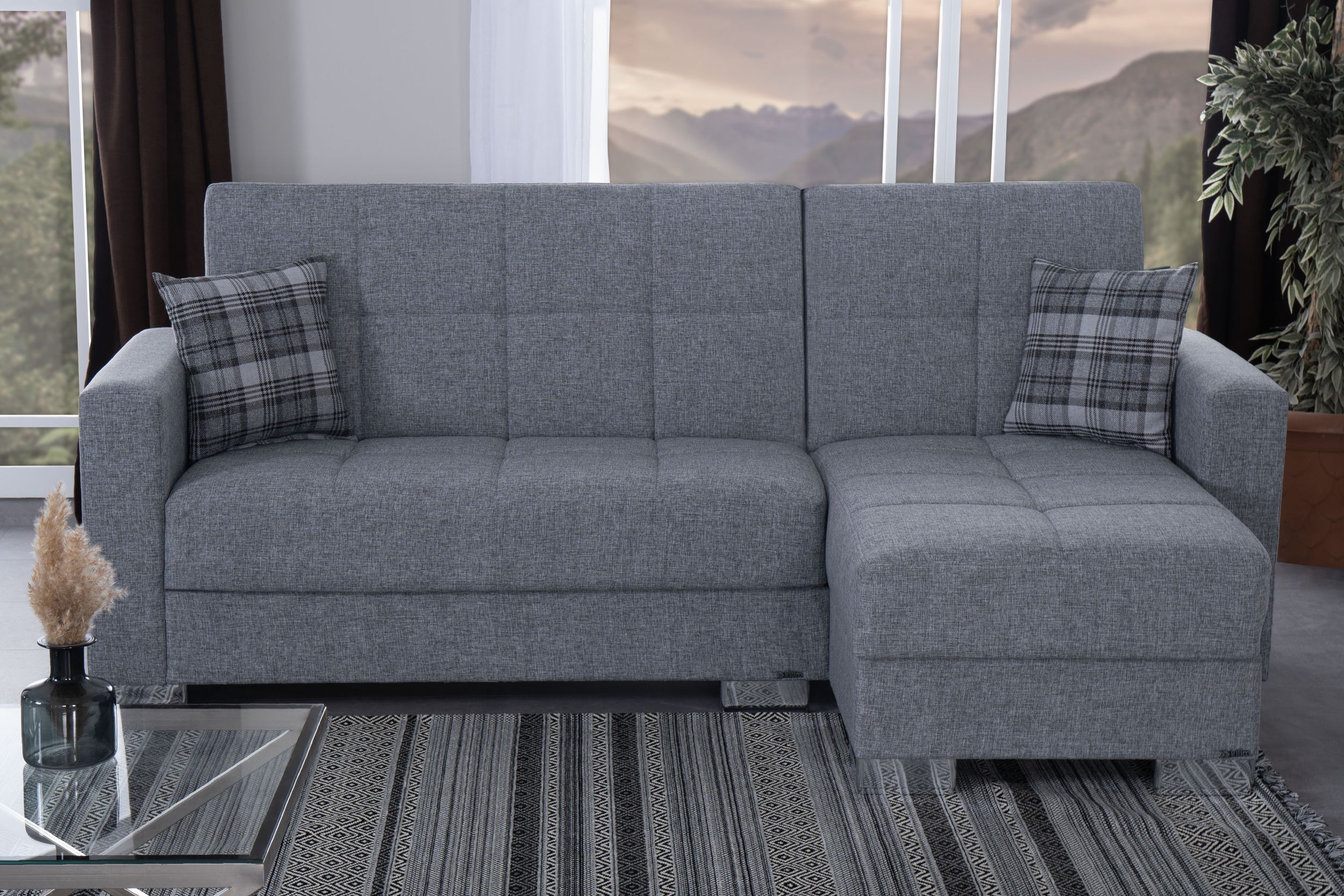 SM Armada Fabric Reversible Chaise Sleeper Storage Sectional Sofa
