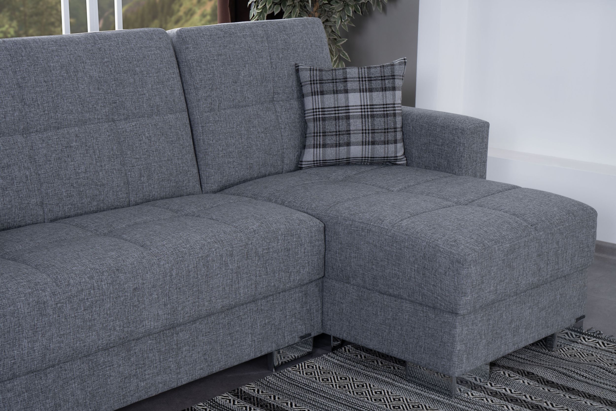 SM Armada Fabric Reversible Chaise Sleeper Storage Sectional Sofa