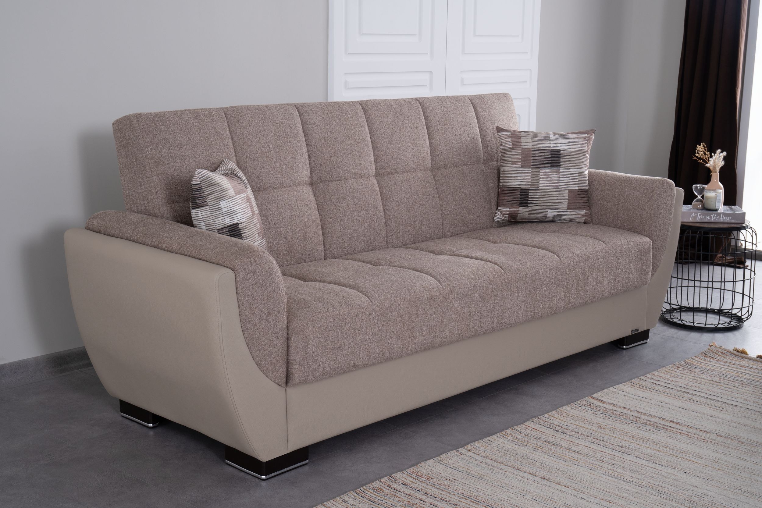 SM Armada Air Fabric/PU Sleeper Sofa with Storage