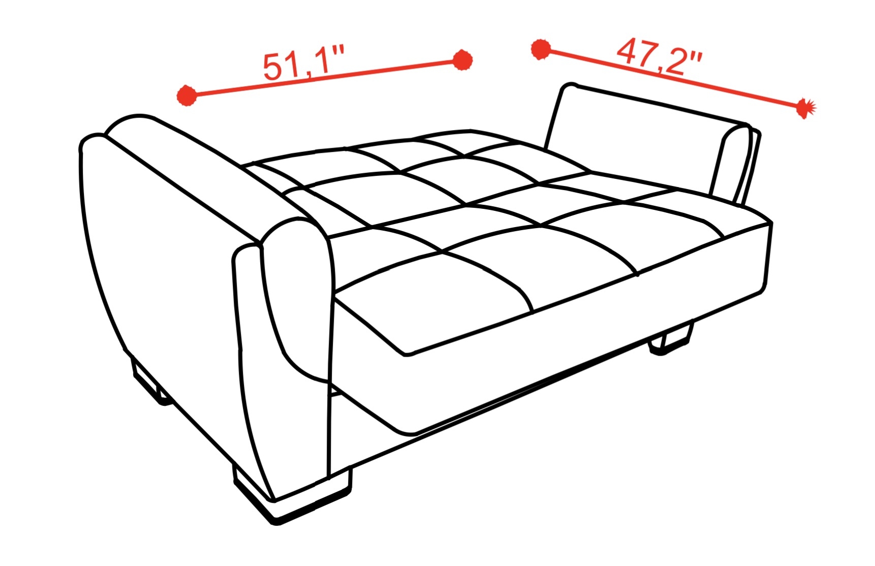 SM Armada Air Fabric/PU Sleeper Loveseat with Storage