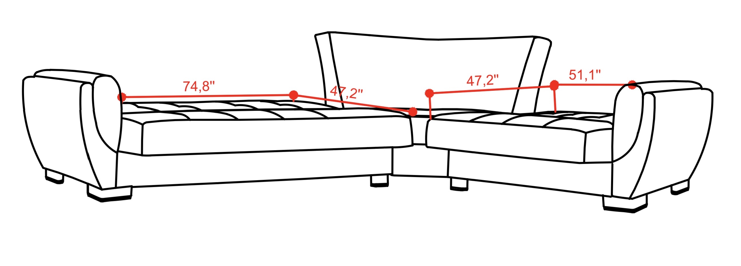 SM Armada Air Fabric/PU Reversible L-Shape Sectional Sofa