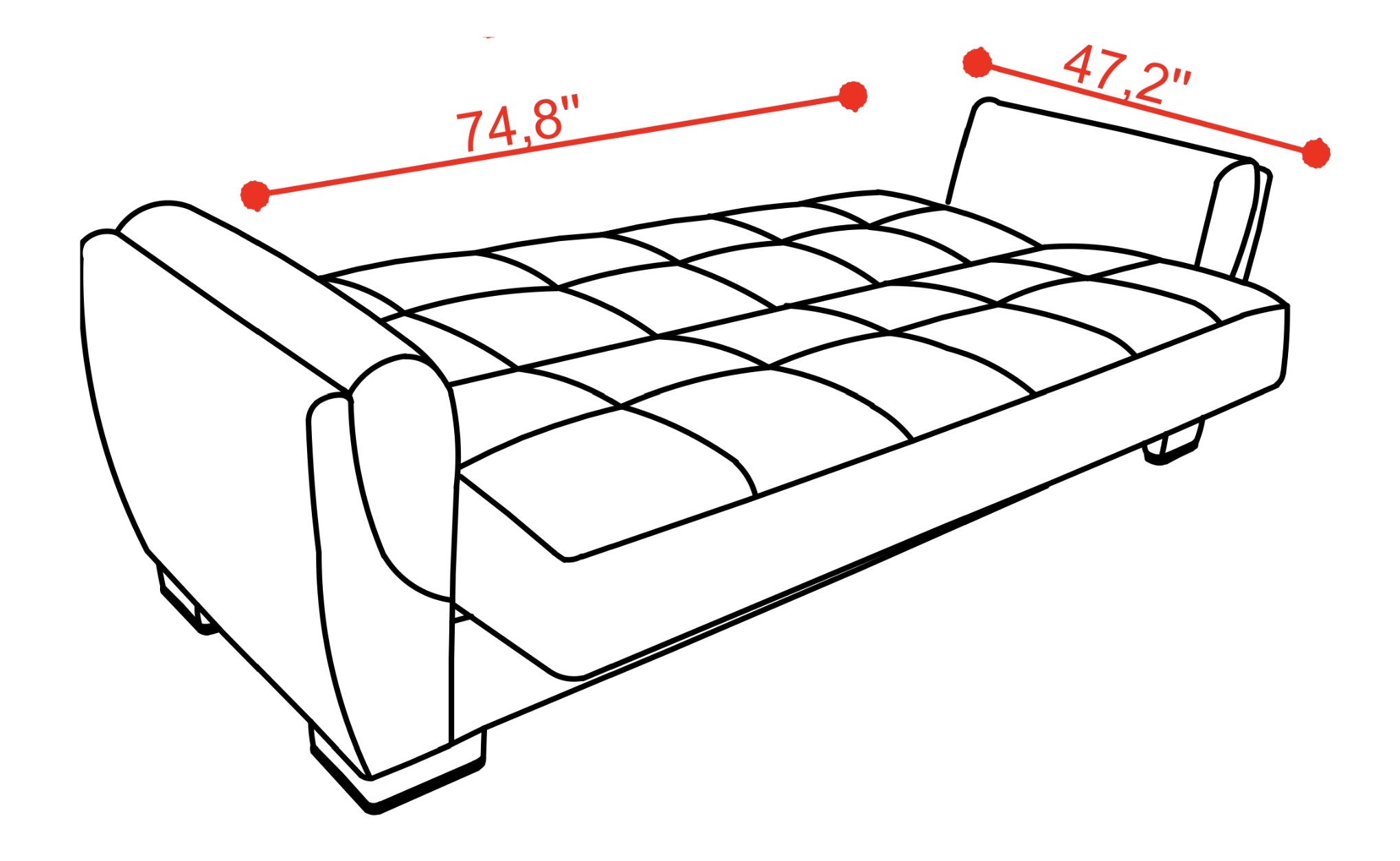 SM Armada Air Fabric/PU Sleeper Sofa with Storage