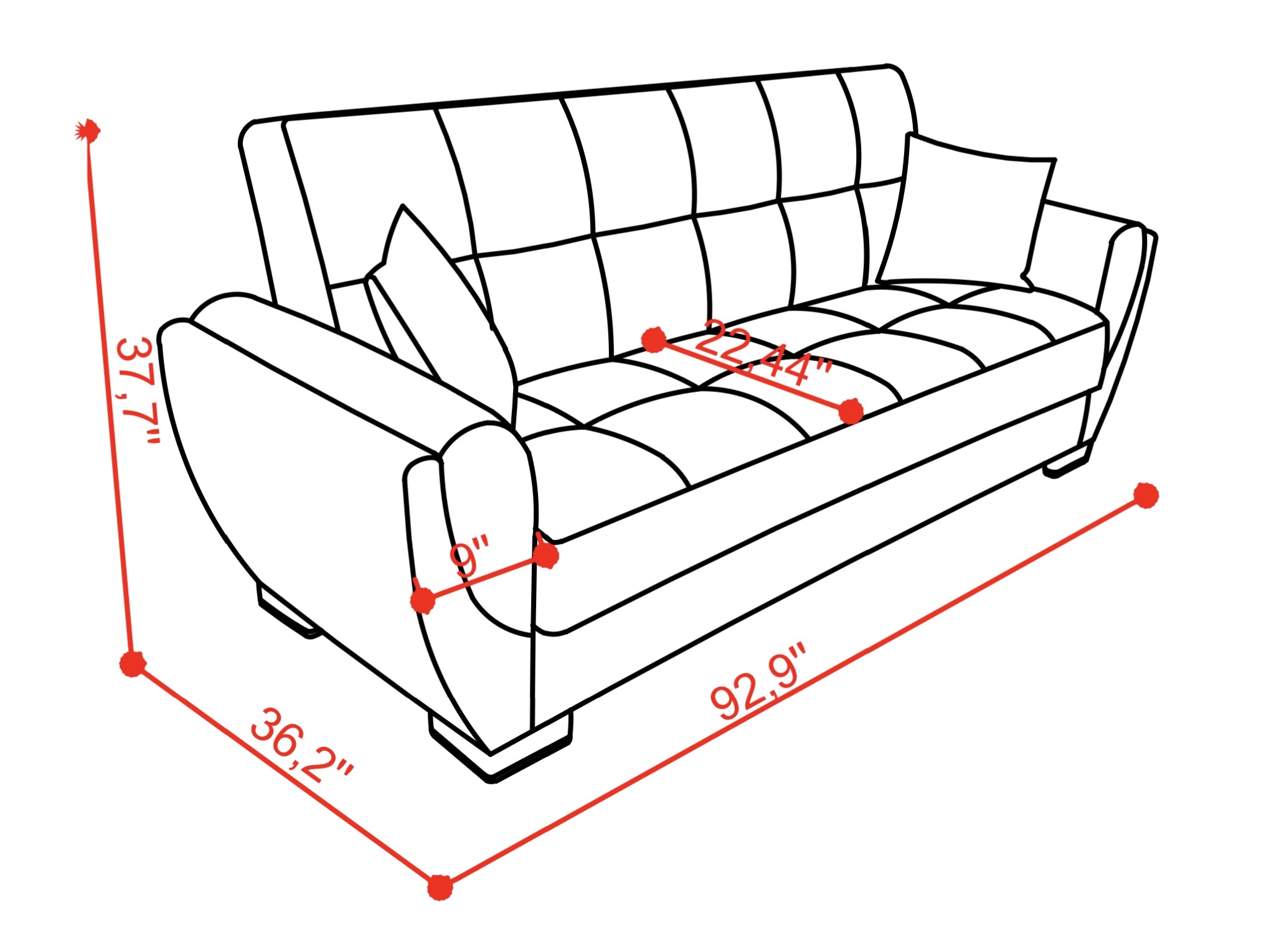 SM Armada Air Fabric/PU Sleeper Sofa with Storage