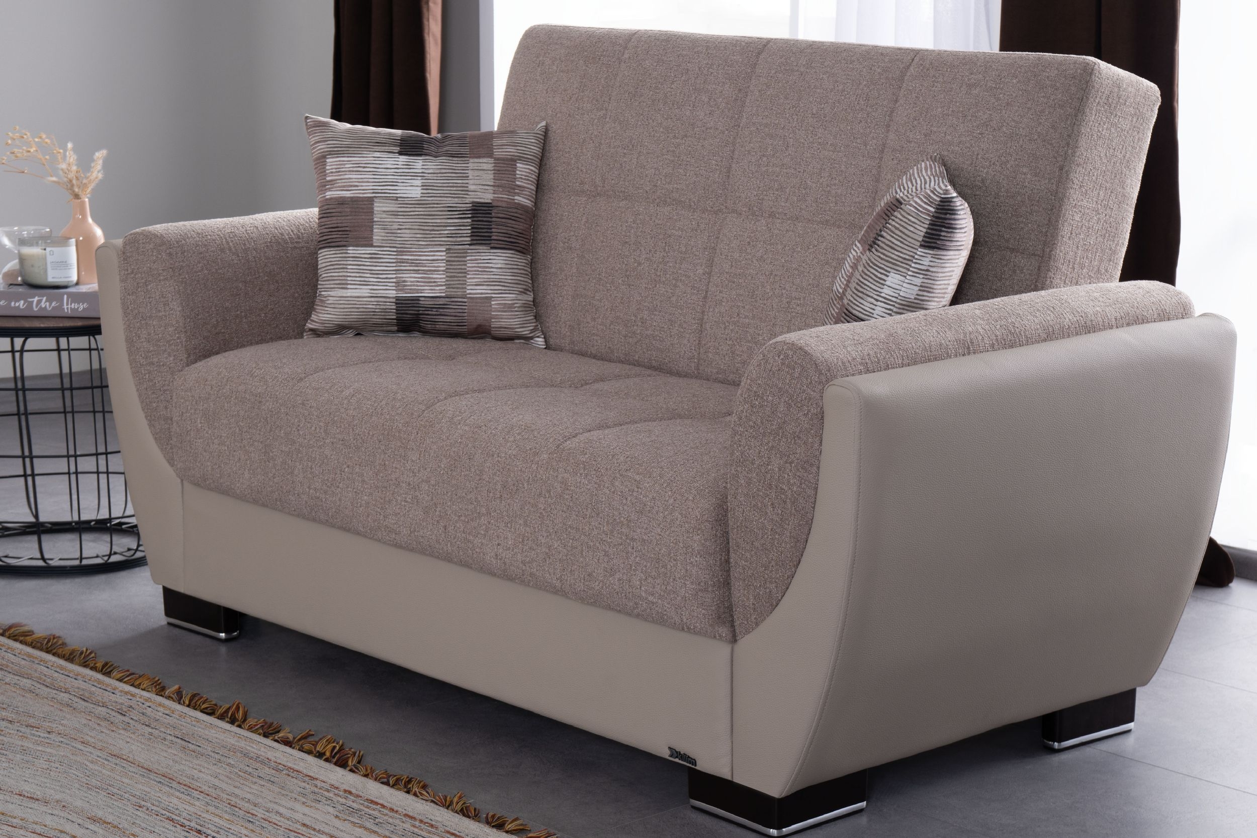 Everly Beige Fabric Loveseat
