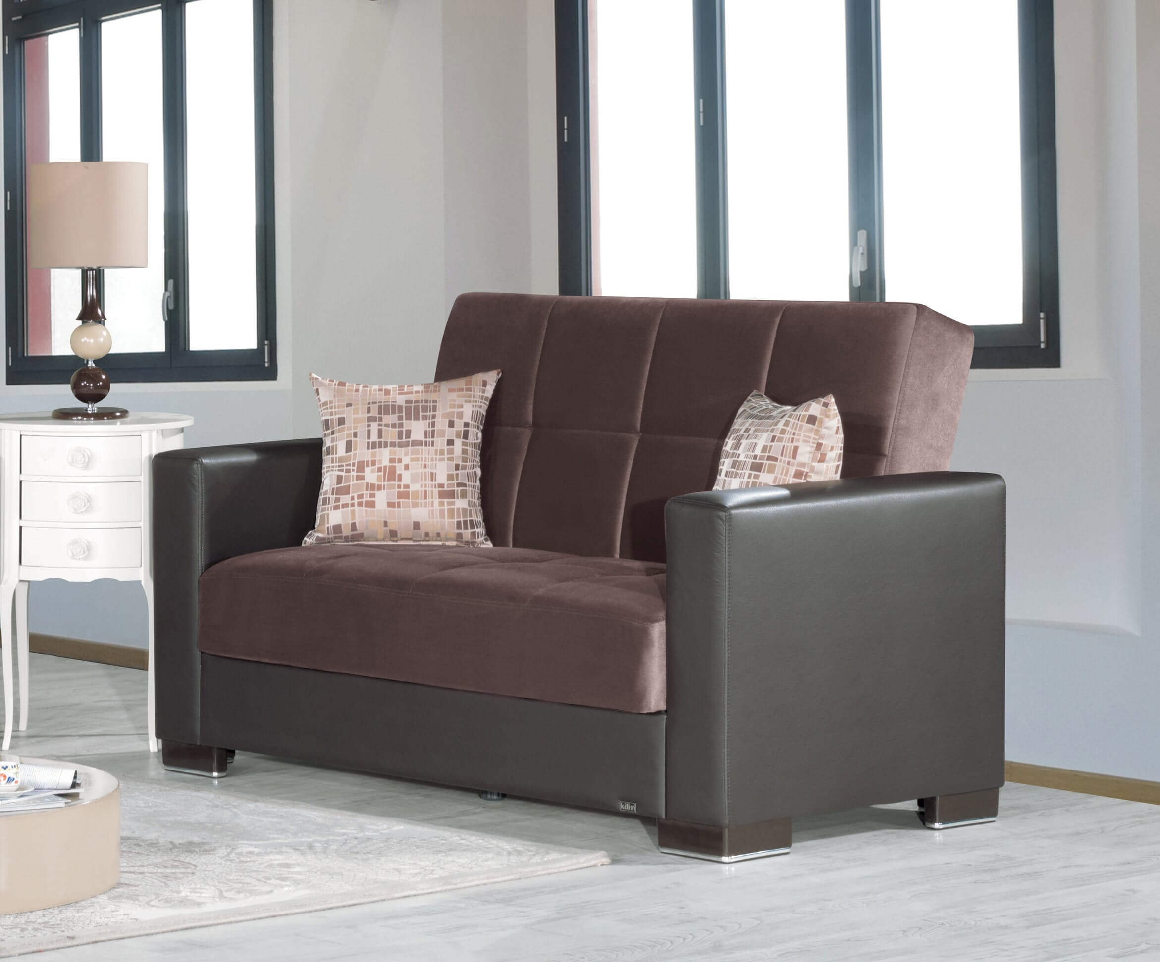 Annalice 65 Fabric Upholstered 2-Seater 3-in-1 Sleeper Loveseat Sofa Bed 