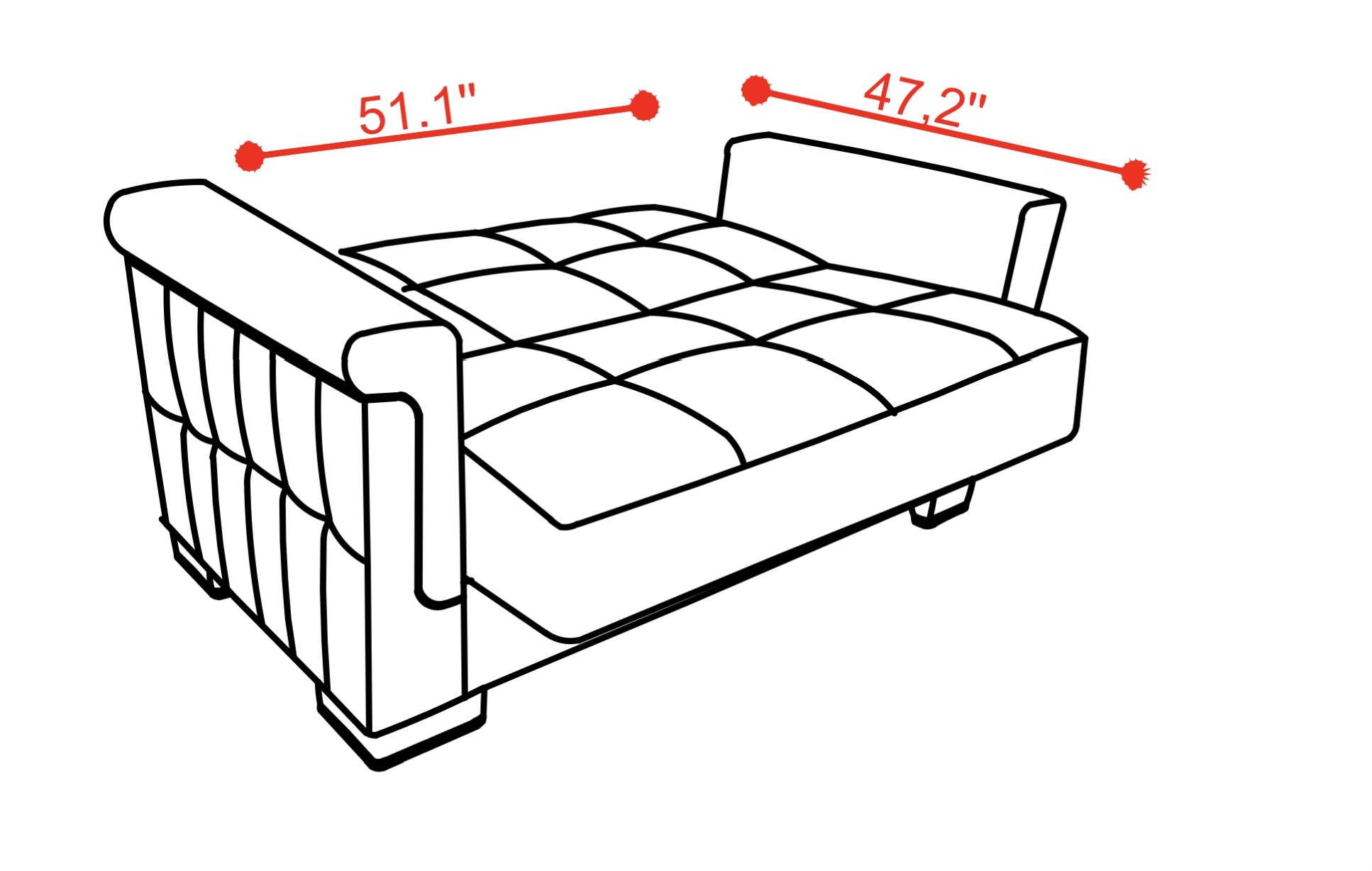 SM Armada Pro Fabric/PU Sleeper Loveseat with Storage