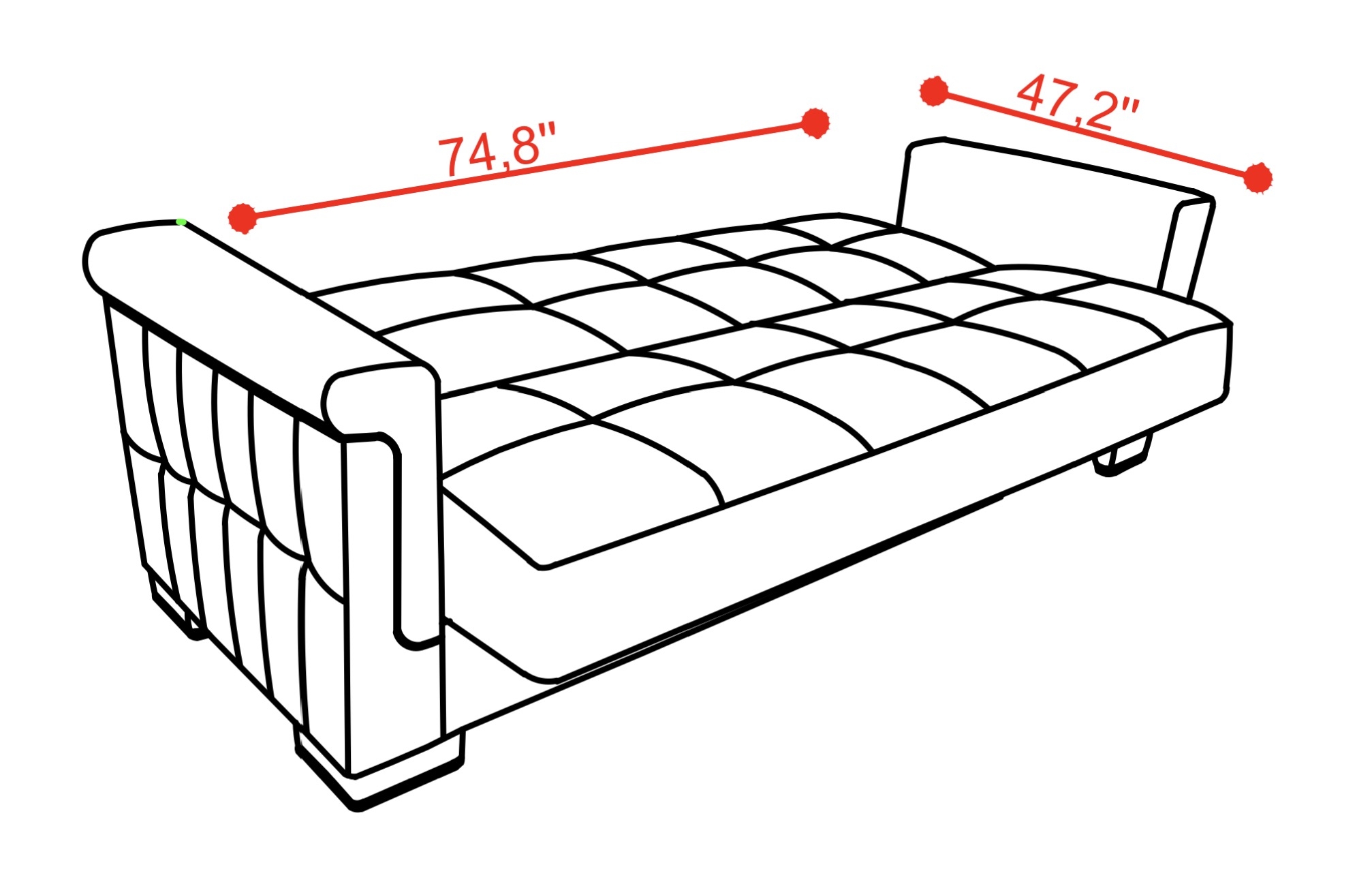 Faux Leather Sofa Bed with Hidden Storage In PU Leather