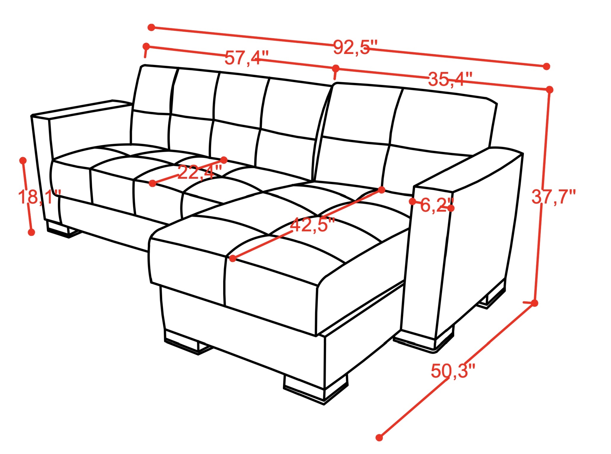 ASPER Gray SECTIONAL SOFA