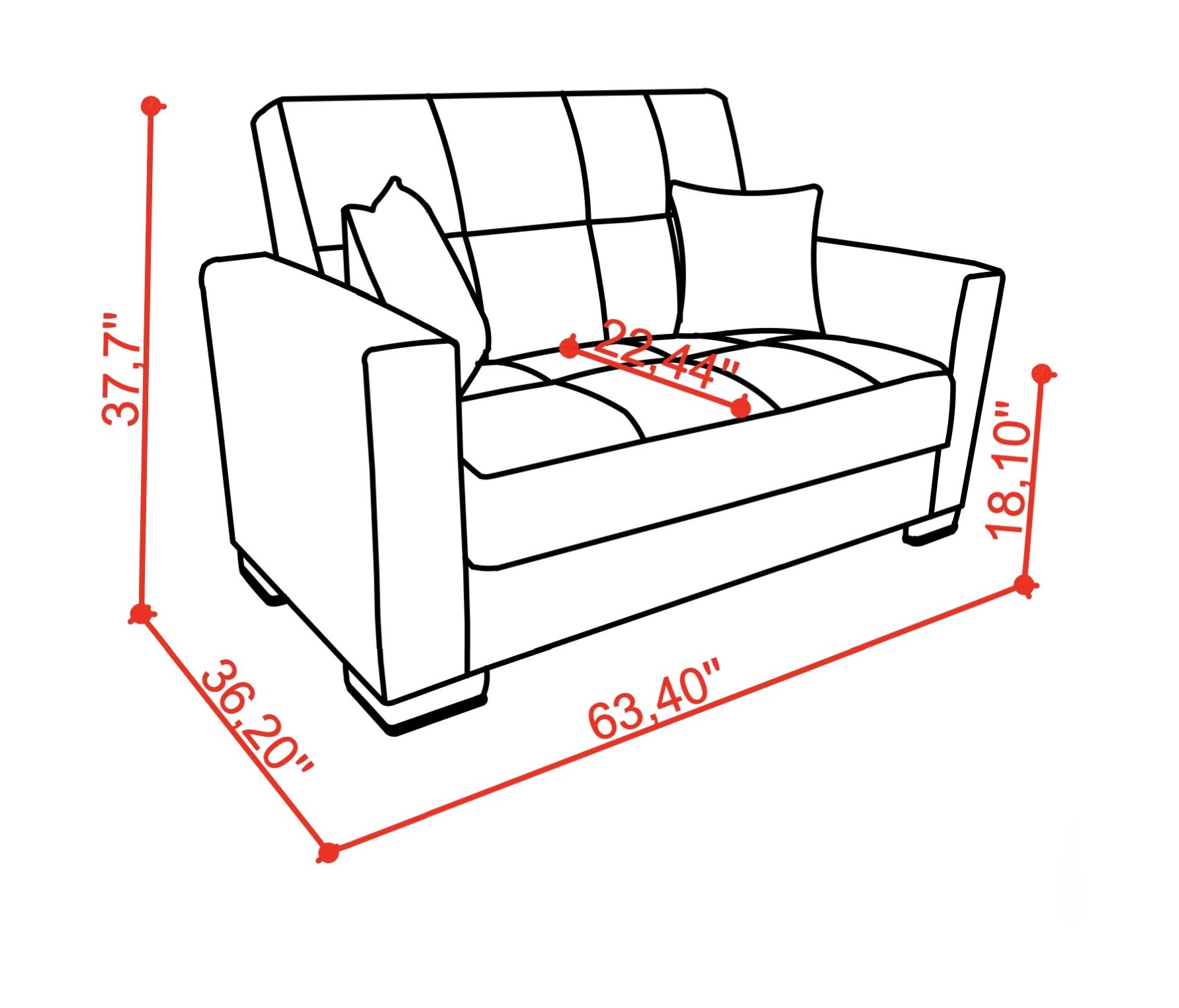 SM Armada Fabric/PU Sleeper Loveseat with Storage