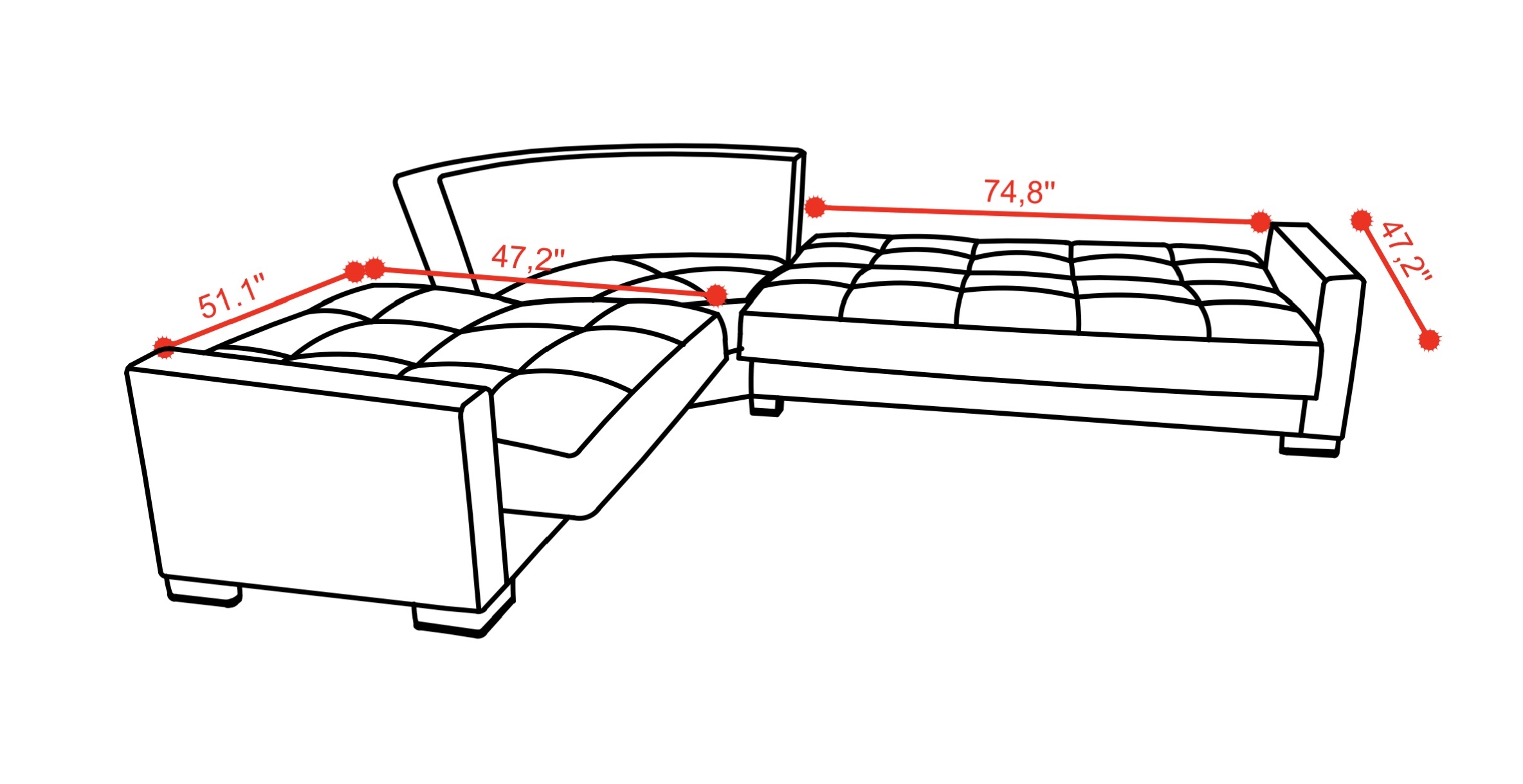 SM Armada Fabric Reversible L-Shape Sleeper Storage Sectional Sofa