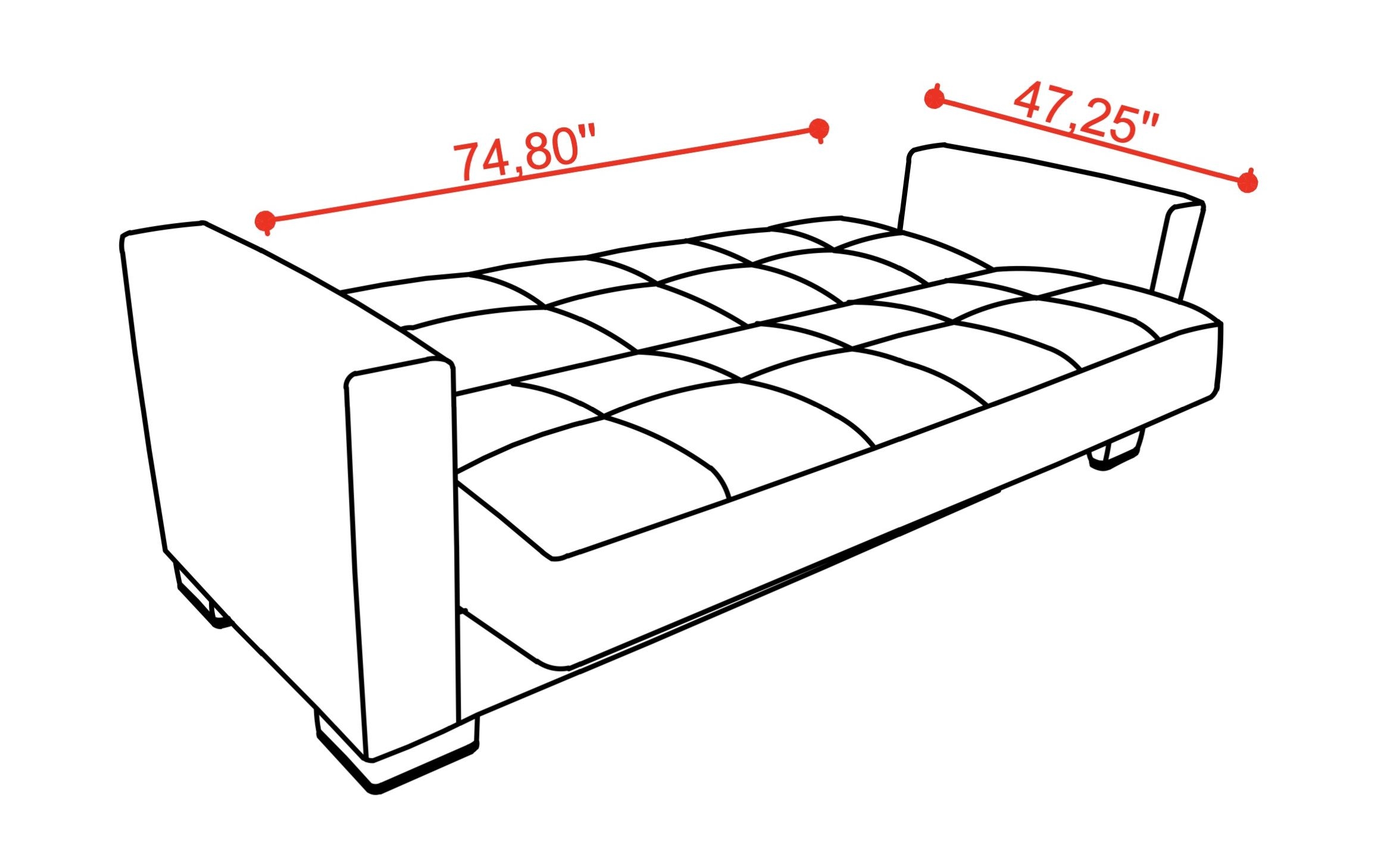 SM Armada PU Sleeper Sofa with Storage